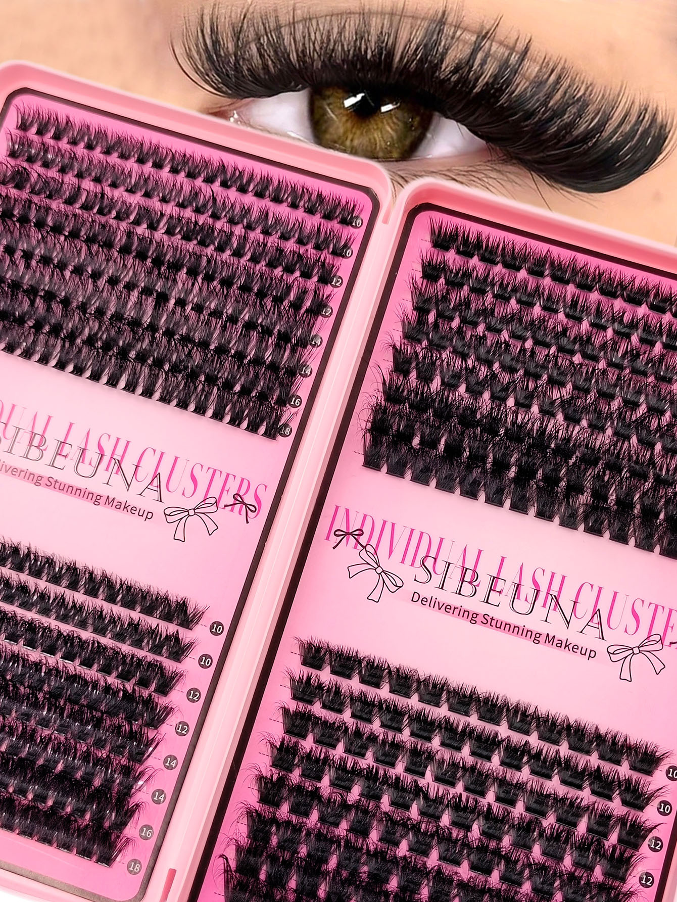 Sibeuna 512PCS D Curl Eyelashes Book Natural&Thick&Soft Lashes Extension 3D Fluffy 80D+100D+120D+150D Lashes Suitable For Beginners Travel Essentials