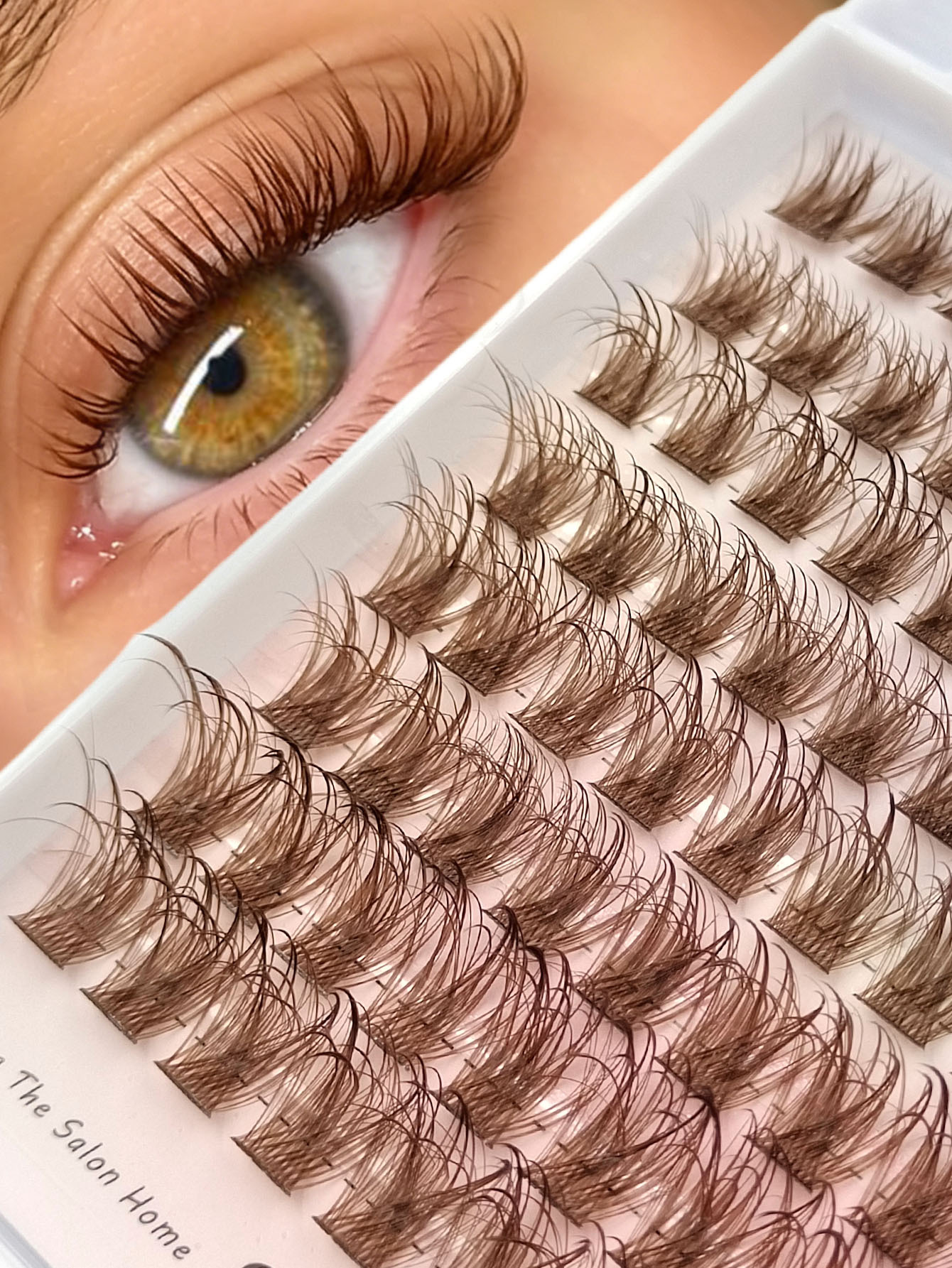 Sibeuna 96PCS Wet Look Brown Lashes D Curl Clusters Individual Lashes, Messy And Charming Lashes Dramatic Look Eyelash Beginner-friendly Eye Makeup Tools Travel Essentials