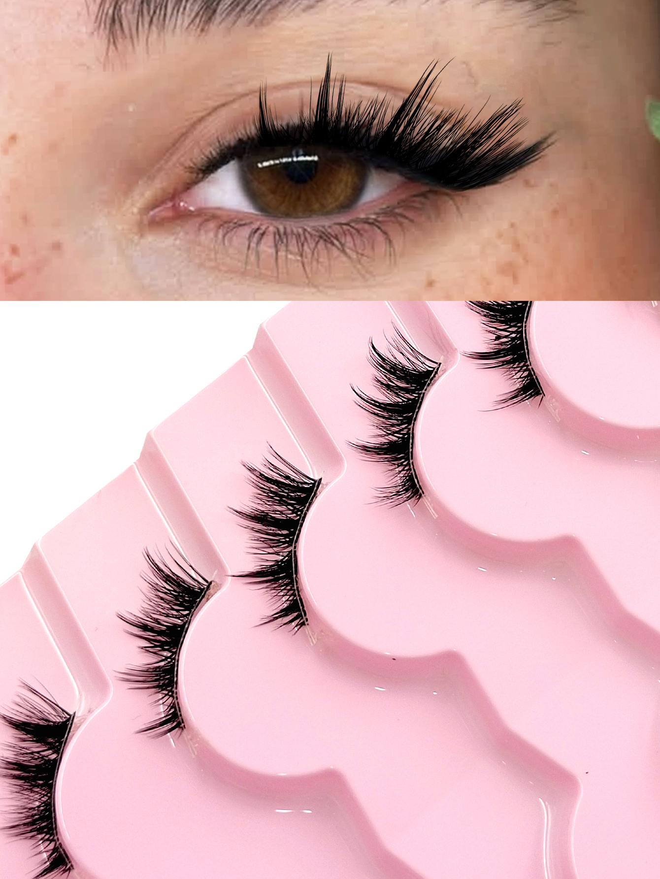 Sibeuna 7 Pairs Of Half Eye Lashes Cartoon Style Lashes Tail Lengthening Eyelashes Thai Eyelashes Cat's Eye Animation Clear Band Lashes Suitable For Daily Style Eye Makeup