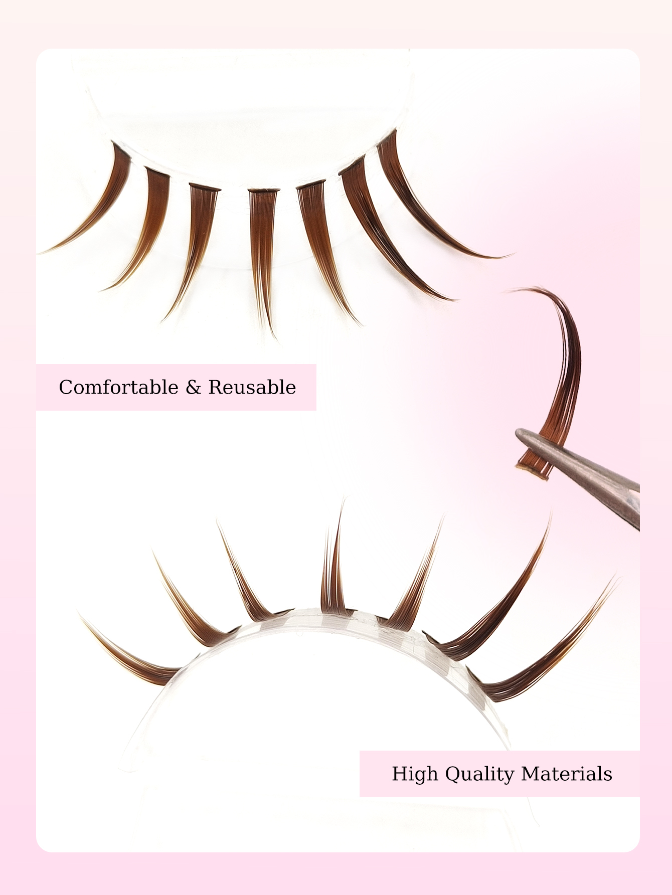 Sibeuna 200 Pcs D Curl Brown Spiky Tip Cartoon Eyelash Extensions,Anime Thick Lash Clusters,12-20mm Length Cluster Lash, Fairy Individual Cluster Lashes,Spiky Manga Lashes
