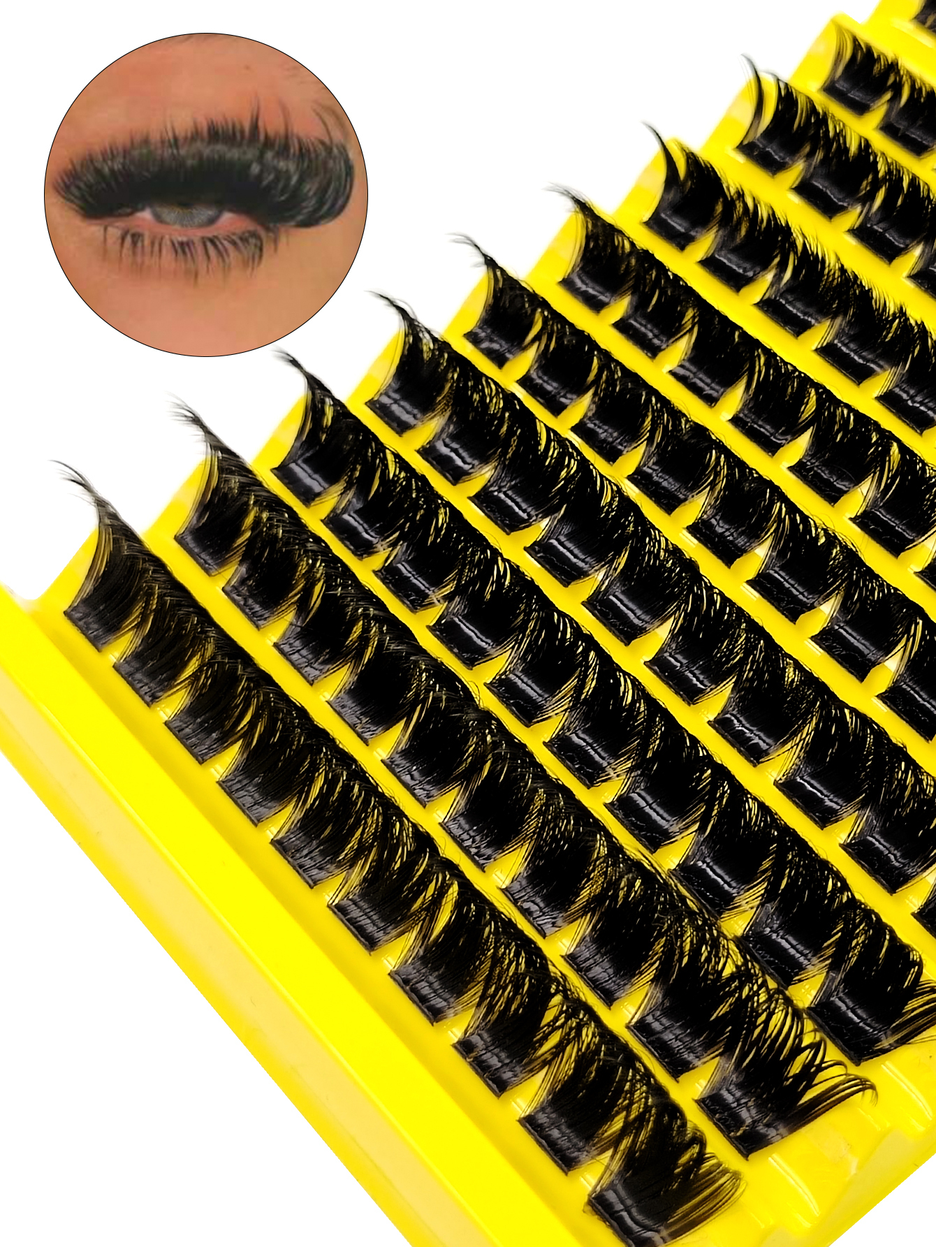 Sibeuna 100 Pcs D-Curl DIY False Eyelash, 200D 0.07mm False Eyelash Extensions,Thick Cluster Lashes,Suitable For Beginners Home Use,Dense False Lashes