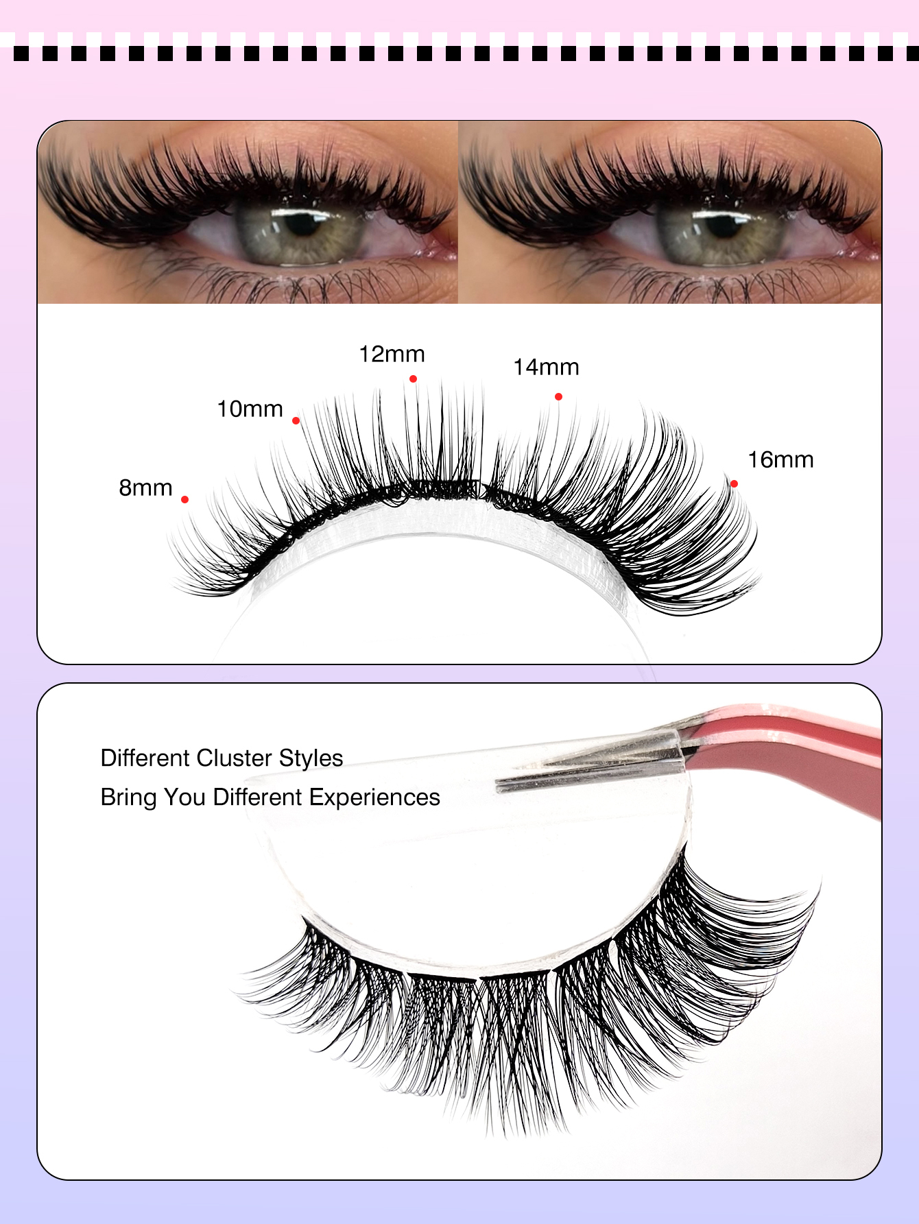 Sibeuna 120 Pcs D Curl Mixed Length 8-16mm Fluffy Light Natural Eyelashes DIY Eyelashes Can Be Reused Makeup, Eyelash Clusters, Single False Eyelashes