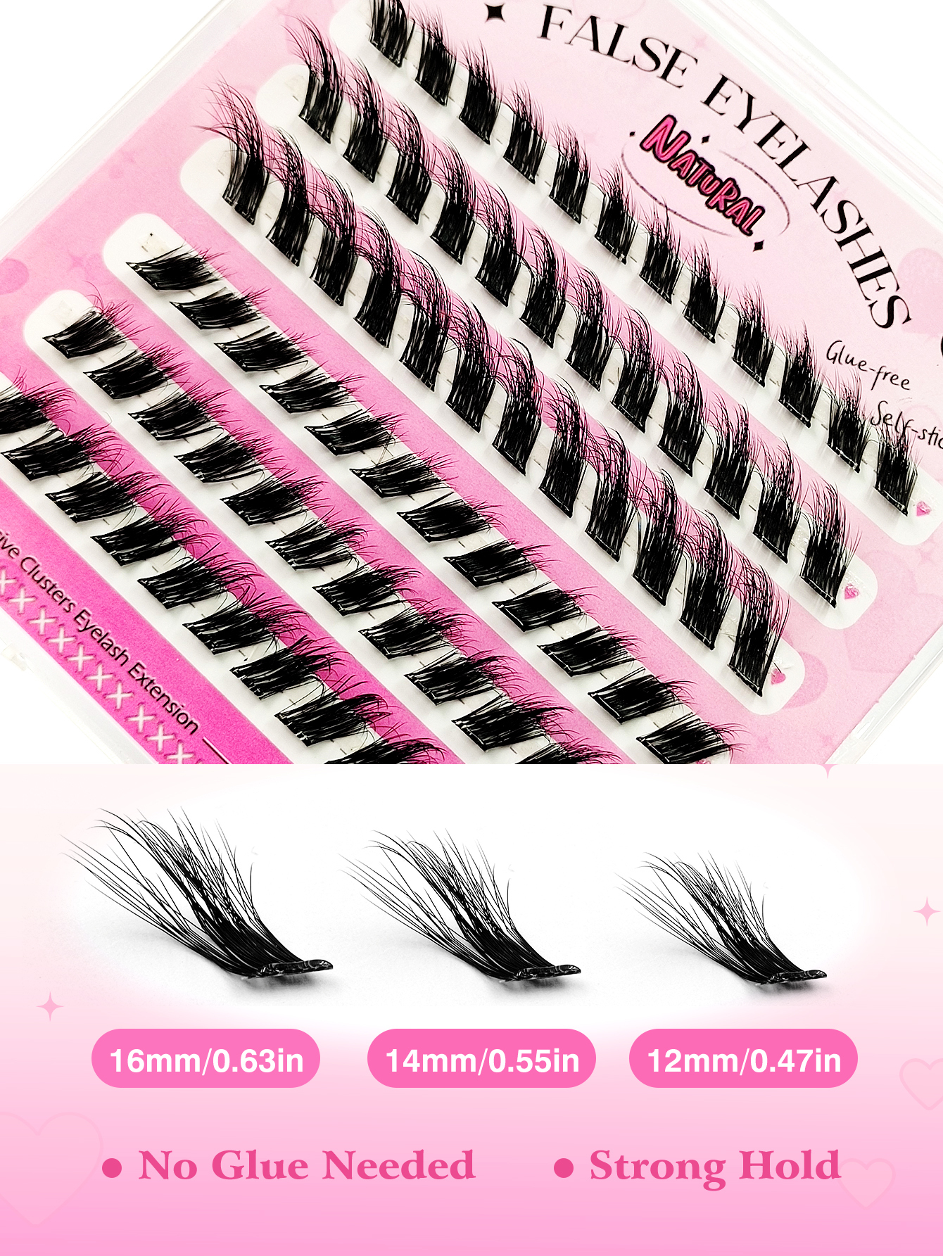 Sibeuna 72 Pcs Self Adhesive Lashes,Fox Eye Lashes,Clear Band Soft Fluffy Wear No Glue Needed Lashes,Natural Makeup Effect,Reusable,Comfortable And Novice Friendly,Self Adhesive Lashes,Pre Glued Lashes