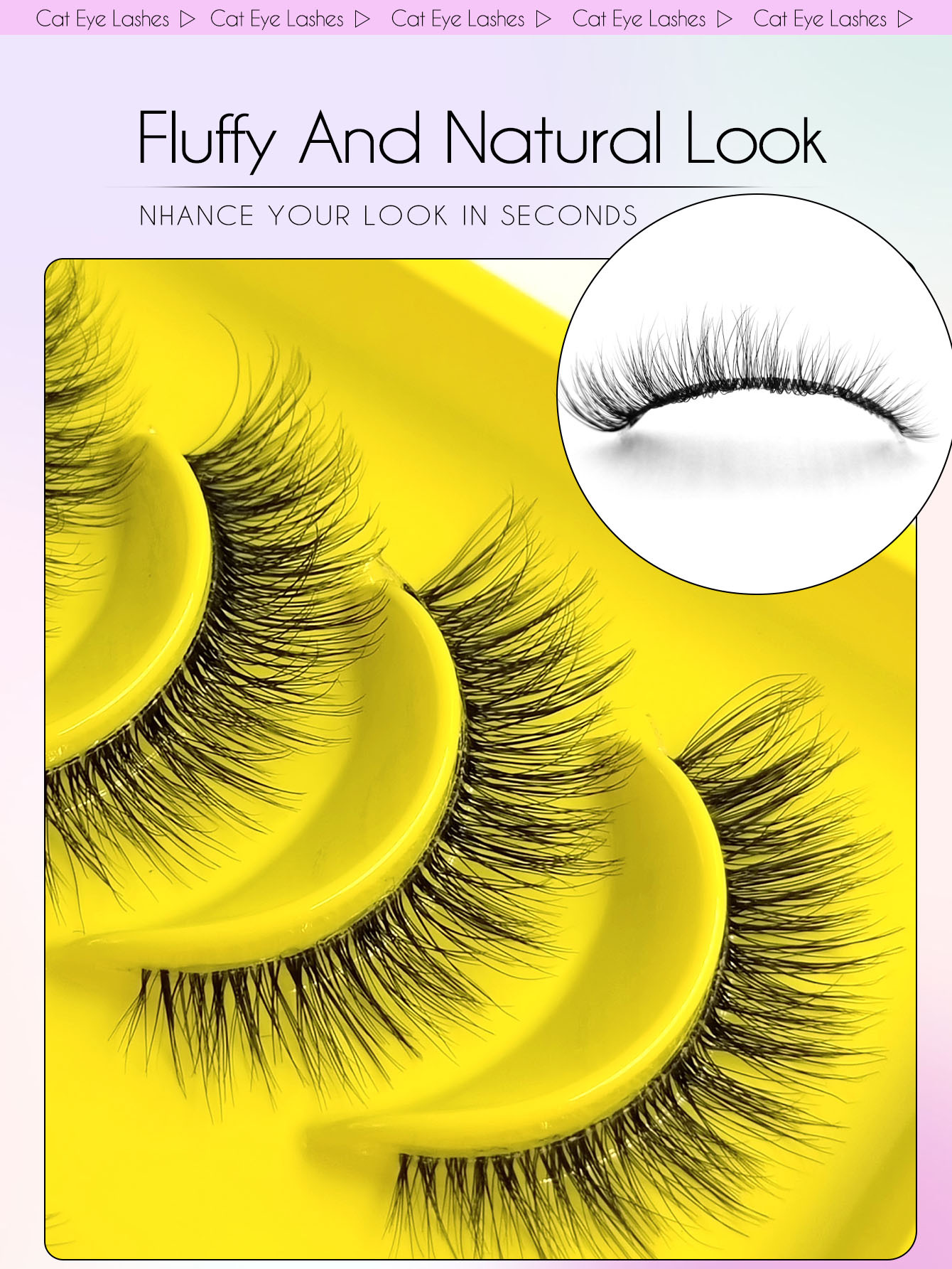 Sibeuna 6 Pairs Cat Eye Lashes, Transparent Band False Lashes, Fox Eye False Lashes, Faux Mink Lashes, Natural Makeup Effect, Short Lash Extensions Long-lasting Makeup Strip Fake Eyelashes, Eyelashes, False Eyelashes