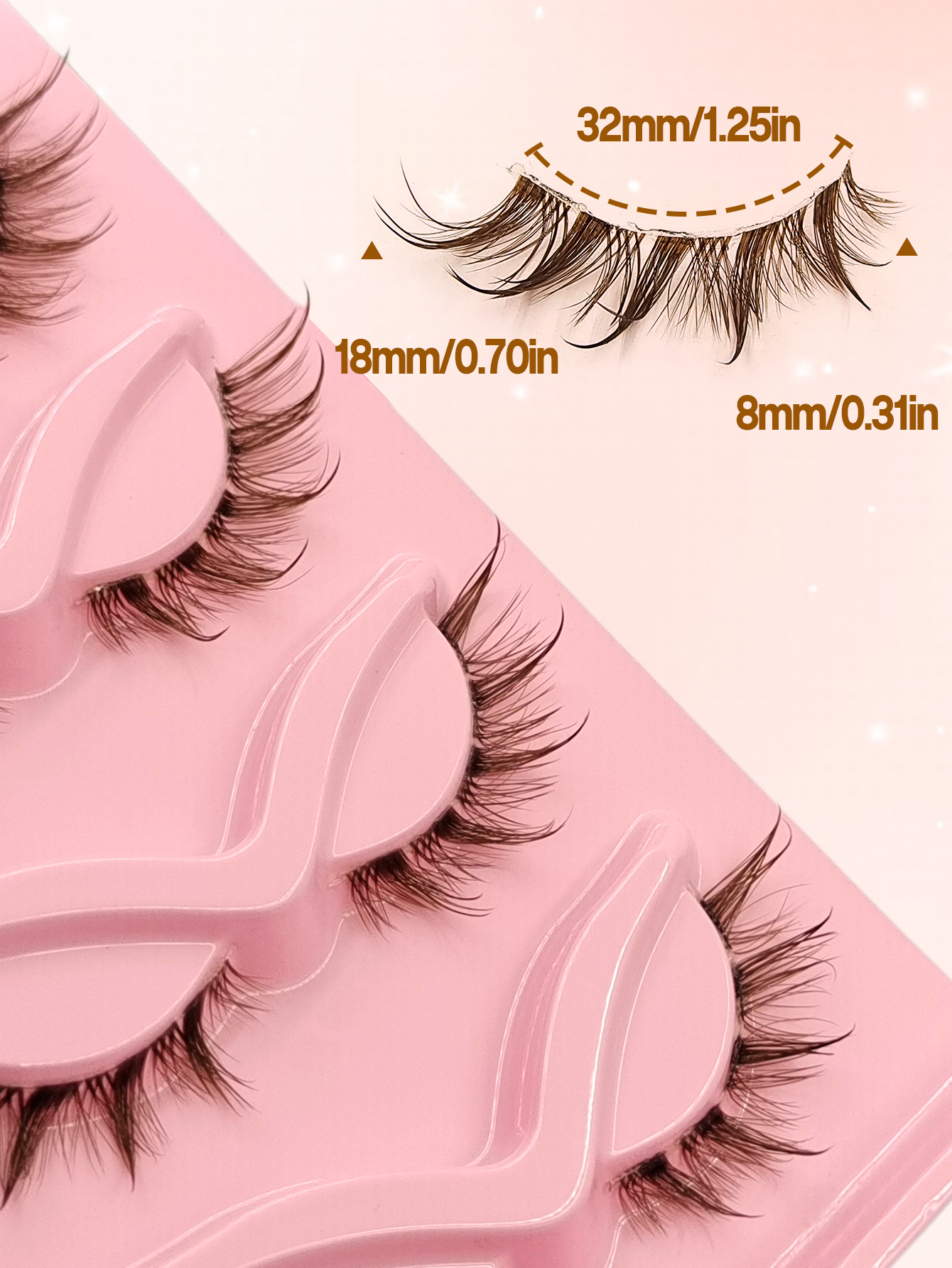 Sibeuna  5 Pairs Wet Look Brown Eyelashes Spike Eyelash Natural Lashes Clear Band False Eyelashes Volume Eyelashes Wispy And Charming Eye Makeup Tools