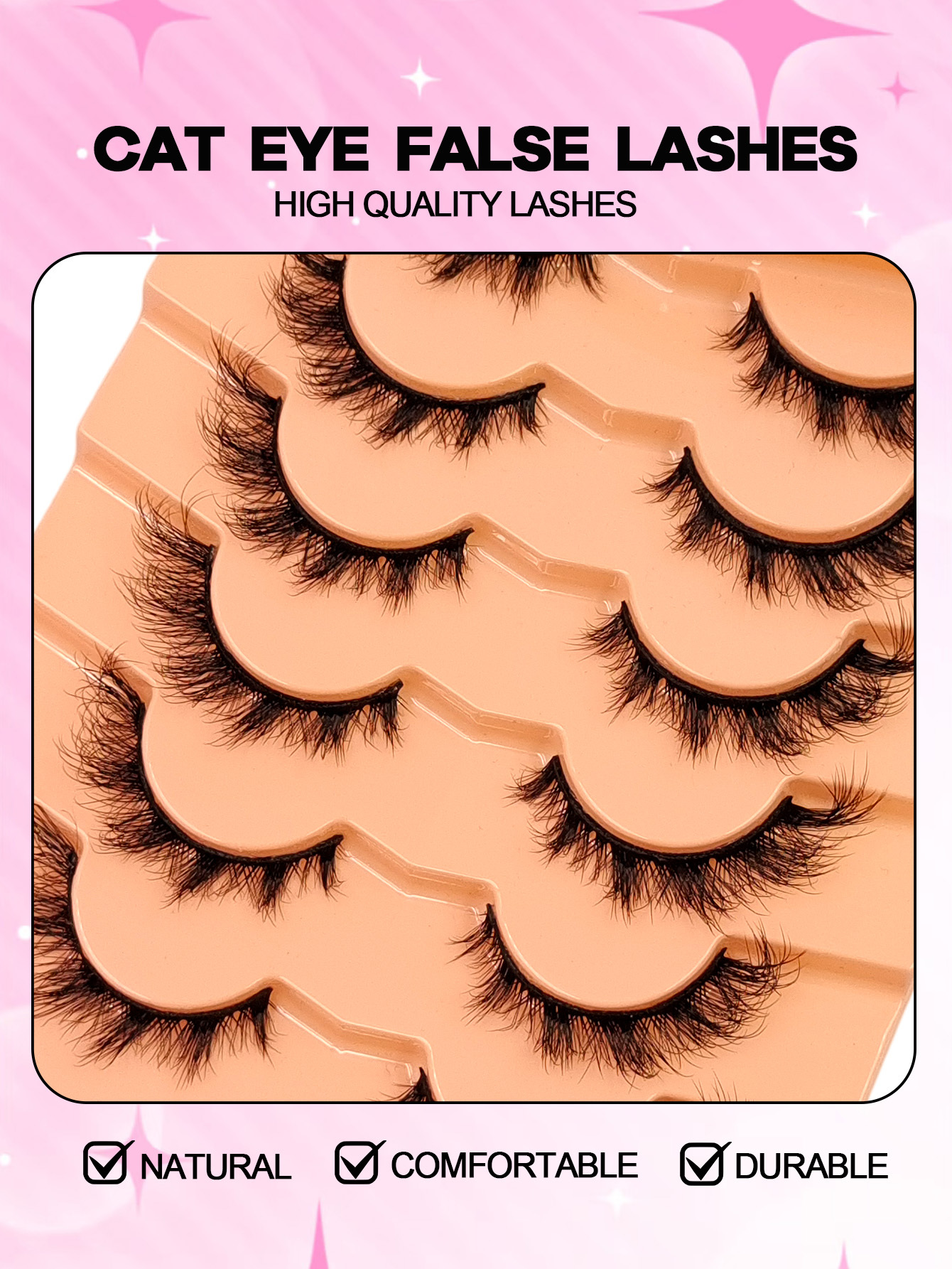 Sibeuna 7 Pairs Cat Eye Eyelashes Fox Eye Lashes Faux Mink Lashes Natural Look Fluffy Wispy Eyelashes Soft Lash Extension Makeup Tools Strip Lashes, Lashes, Eyelashes, Fake Lashes