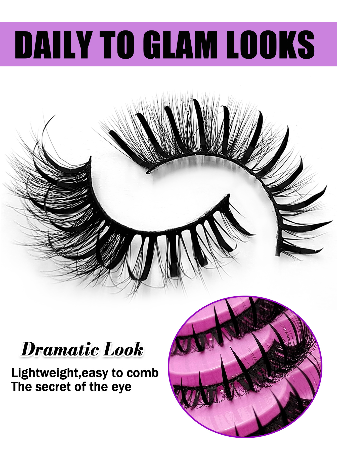 Sibeuna 7 Pairs Comic Styles Lashes Spiky Lashes Dramatic Look Fluffy Soft False Eyelashes Manga Lashes Wet Look Wispy Eyelashes End Eye Elongated Lashes
