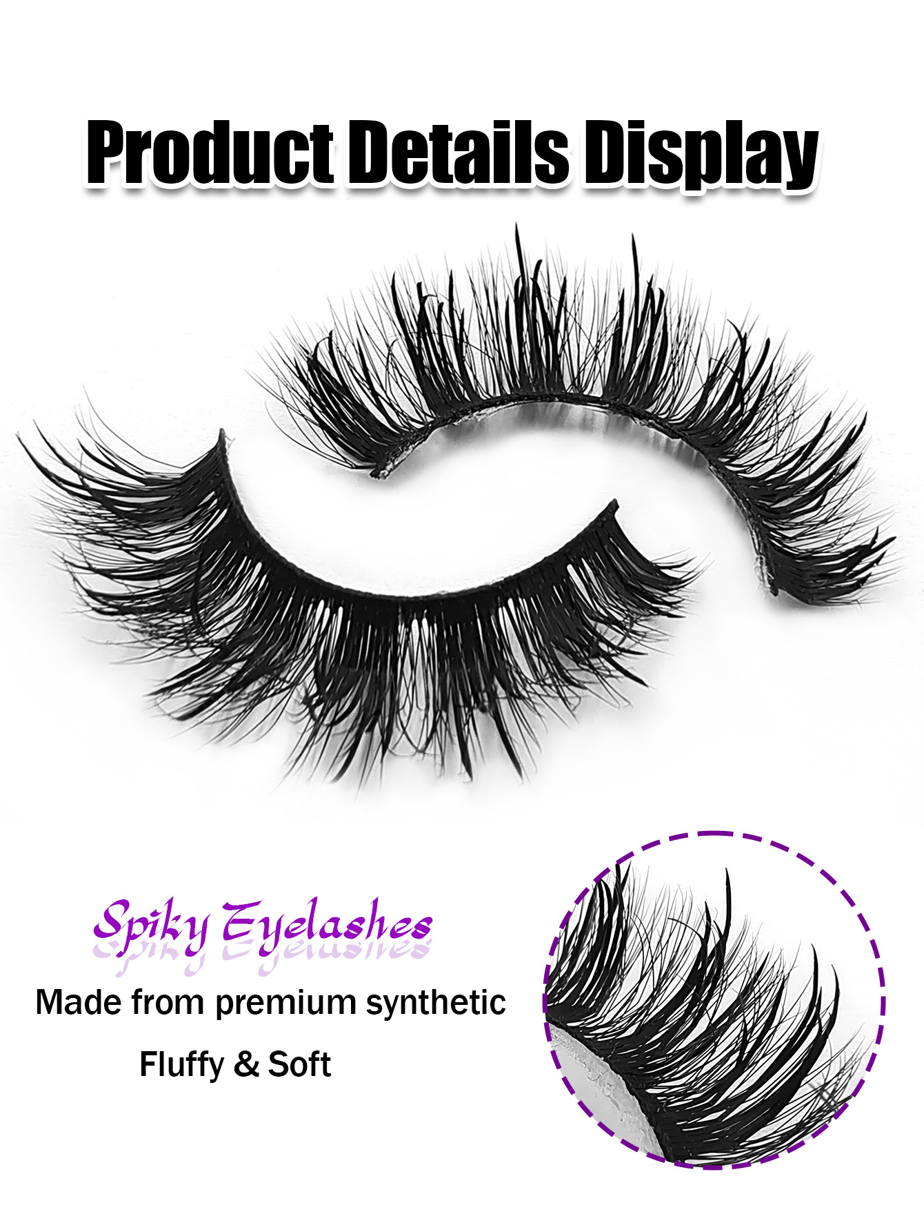Sibeuna 7 Pairs Spiky Lashes Fluffy Soft False Eyelashes Dramatic Look Manga Lashes Wispy Eyelashes Wet Look Reusable Daily Makeup Eye Lashes