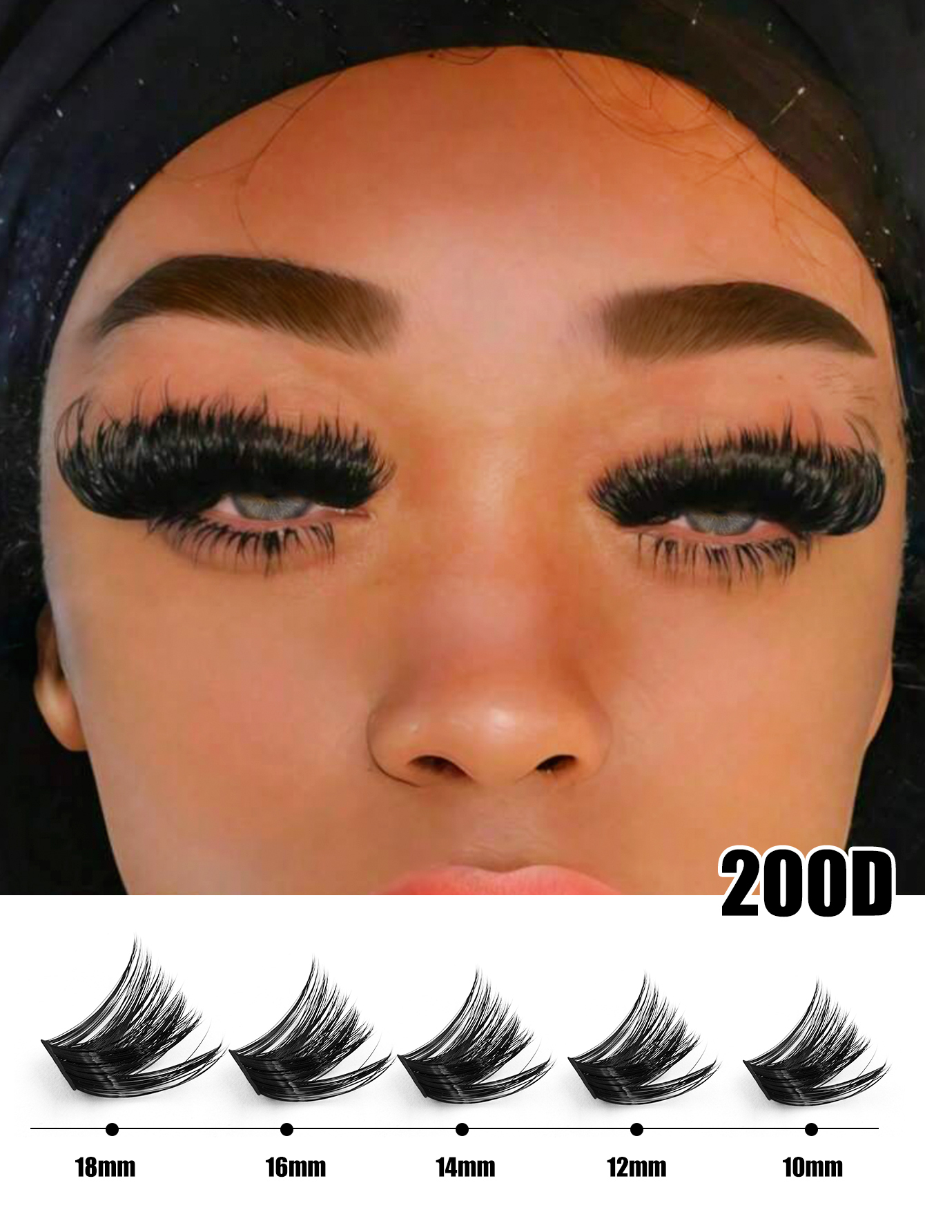 Sibeuna 100 Pcs D-Curl DIY False Eyelash, 200D 0.07mm False Eyelash Extensions,Thick Cluster Lashes,Suitable For Beginners Home Use,Dense False Lashes