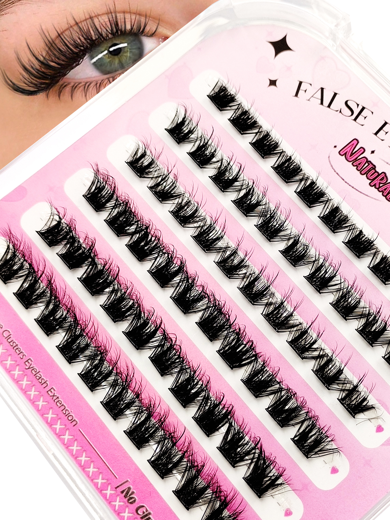 Sibeuna 60 Pcs D Curl Fluffy Self Adhesive Eyelashes Clear Band Soft Cat Eye Lashes Wear No Glue Needed Lashes,Reusable,Comfortable And Novice Friendly,Pre Glued Lashes,No-Glue Lashes,For Daily Style Eye Makeup