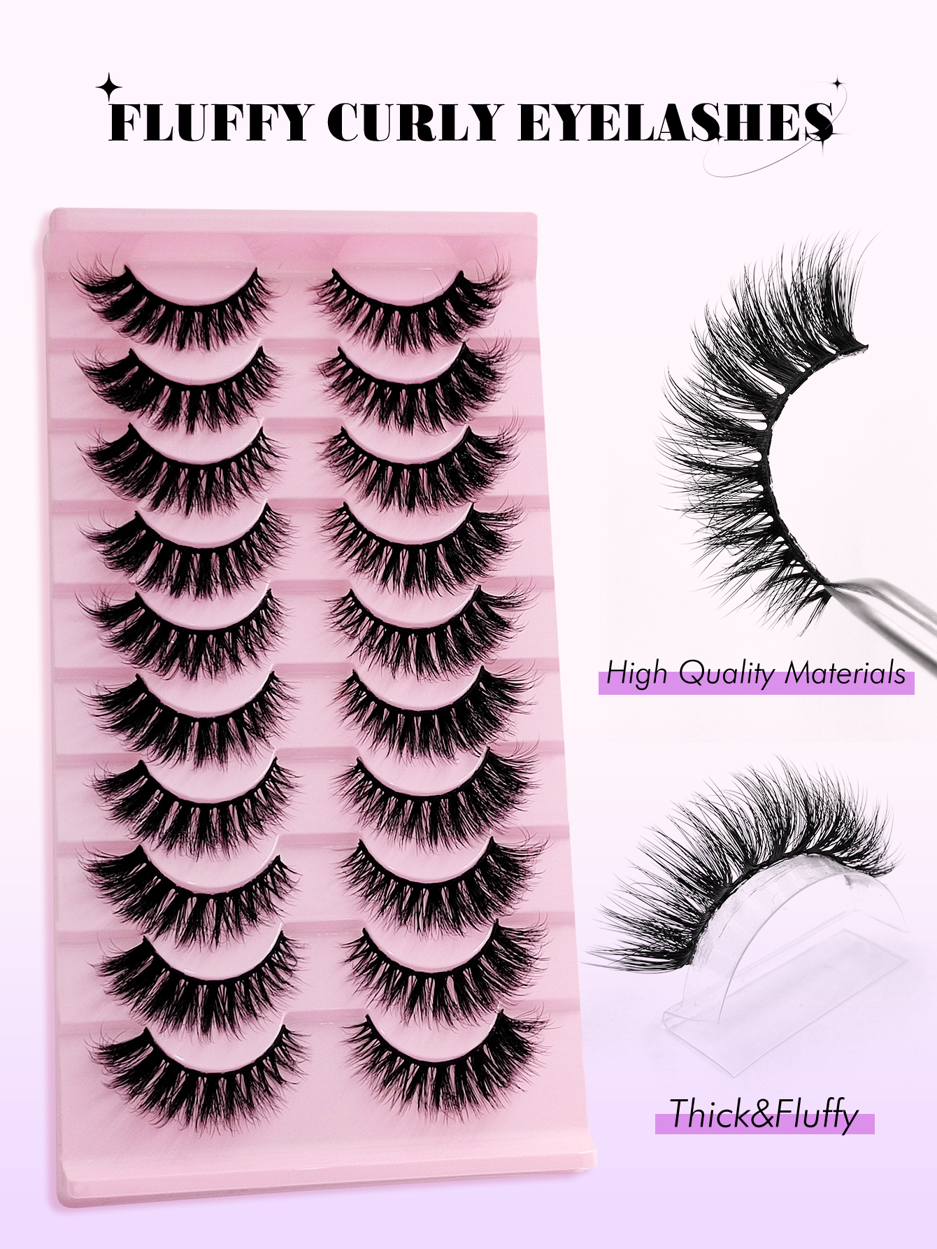 Sibeuna 10 Pairs Fluffy Volume Strip Lashes Cat Eye Lashes Dramatic Messy Faux Mink Fake Lashes,Suitable For Holiday Parties False Eyelashes Cat Eye Lashes,Full Strip Lashes,Strip Lashes