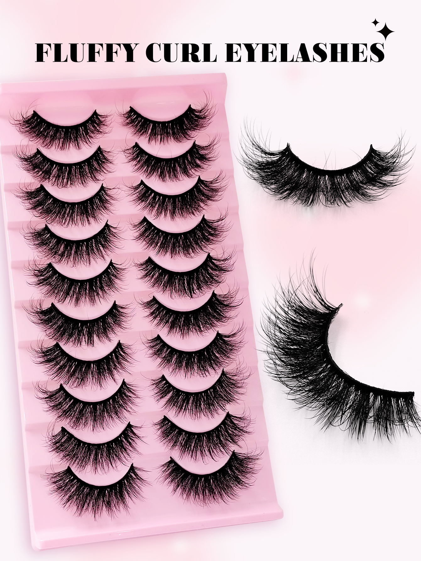Sibeuna 10 Pairs Thick Fluffy Volume Strip Lashes Cat Eye Lashes Dramatic Messy Faux Mink Fake Lashes,Suitable For Holiday Parties False Eyelashes Makeup,Full Strip Lashes,Strip Lashes