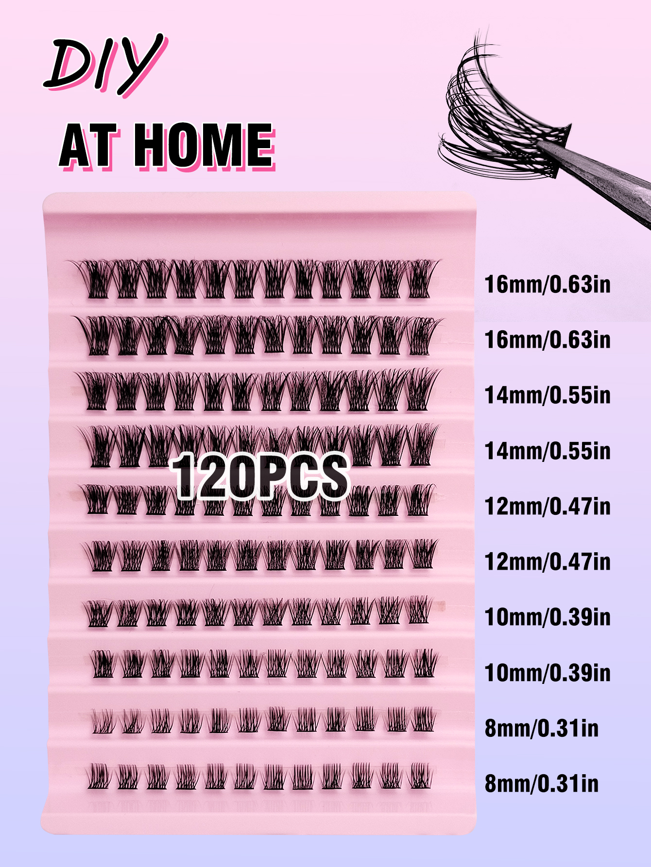 Sibeuna 120 Pcs D Curl Mixed Length 8-16mm Fluffy Light Natural Eyelashes DIY Eyelashes Can Be Reused Makeup, Eyelash Clusters, Single False Eyelashes
