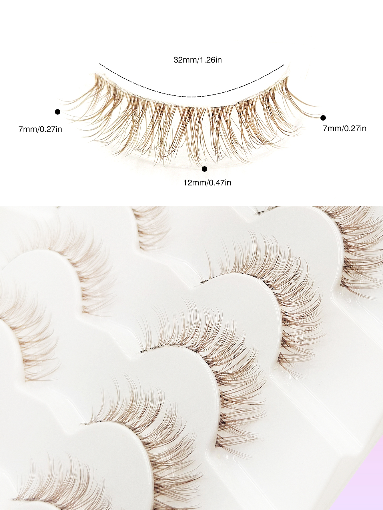 Sibeuna 7 Pairs Brown Lashes Natural Lashes Soft Fluffy Wispy Cat Eye Lashes Suitable For Holiday Party Wedding Travel Vocation Seaside Makeup Full Strip Lashes