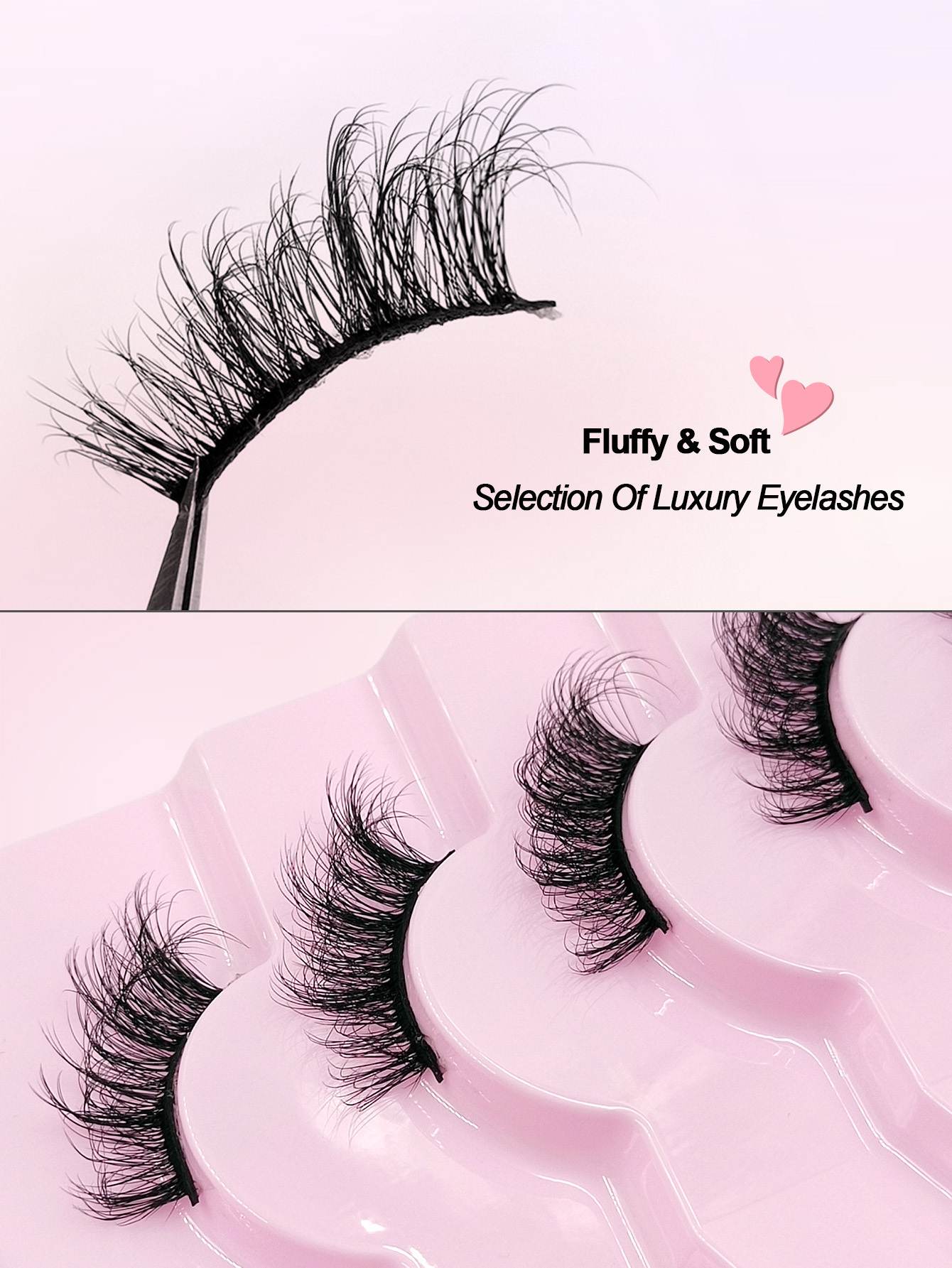 Sibeuna Half Lashes 7 Pairs Fluffy Soft Faux Mink Lashes Cat Eye Wispy Natural Reusable False Eyelashes Makeup Tools