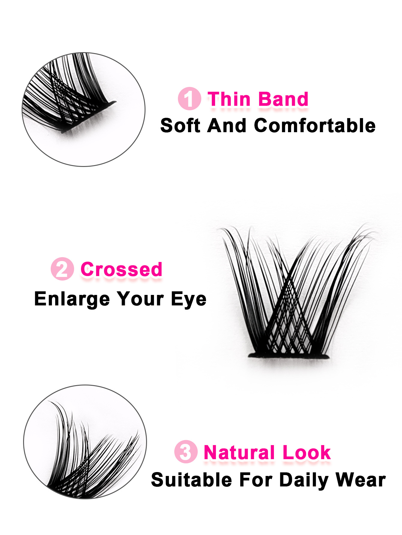 Sibeuna 120 Clusters D Curl Individual Lashes 8-16mm DIY Eyelash Clusters Natural Fluffy Crossed Cluster Lash Extensions