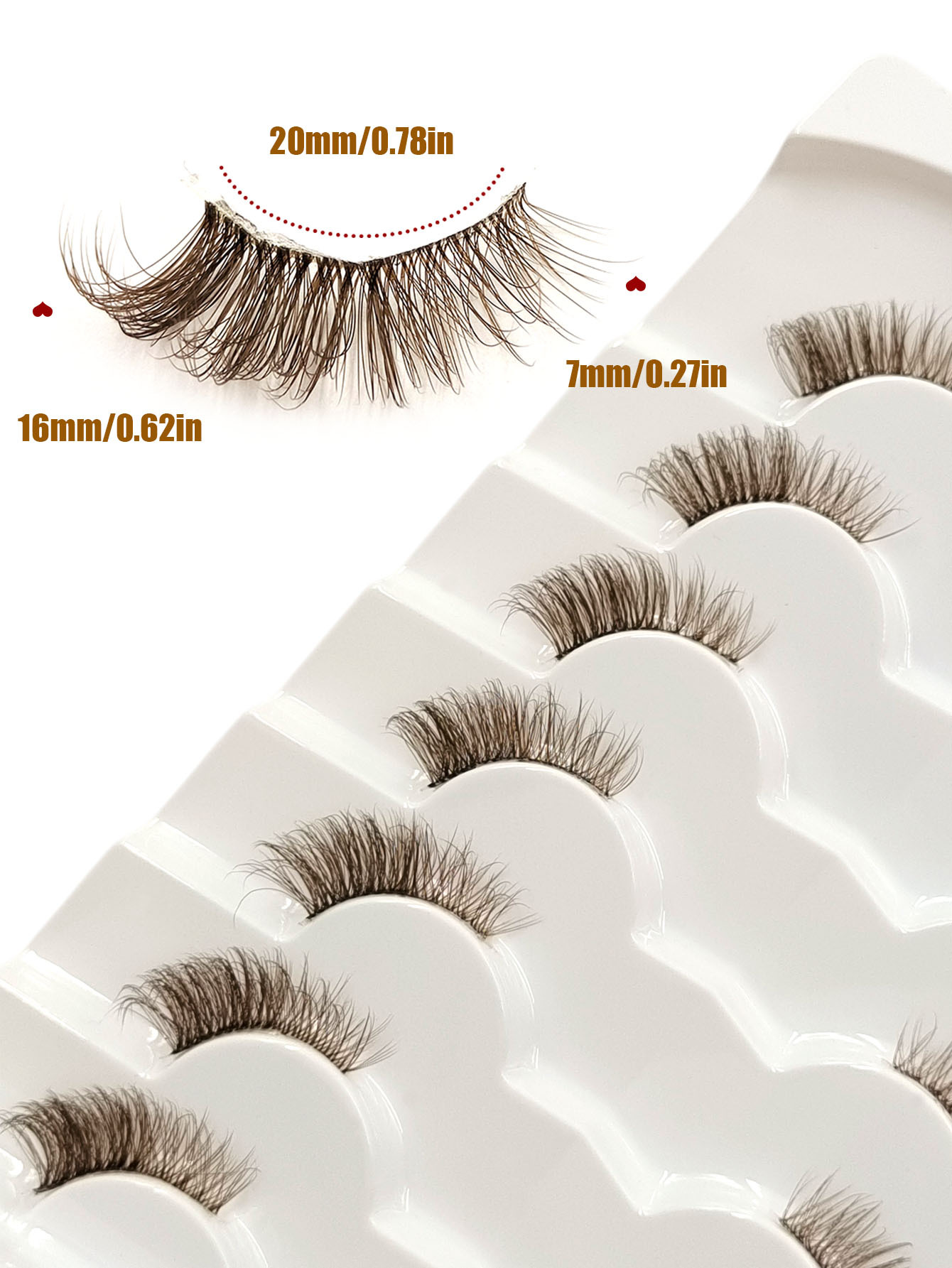 Sibeuna 7 Pairs Brown Half Lashes Eid Cat Eye Effect Corner Eyelashes Fluffy Soft With Clear Band Eyelashes Natural Long Corner False Lashes Comfortable Reusable Suitable For Daily Wear Portable Travel Parties Gifts