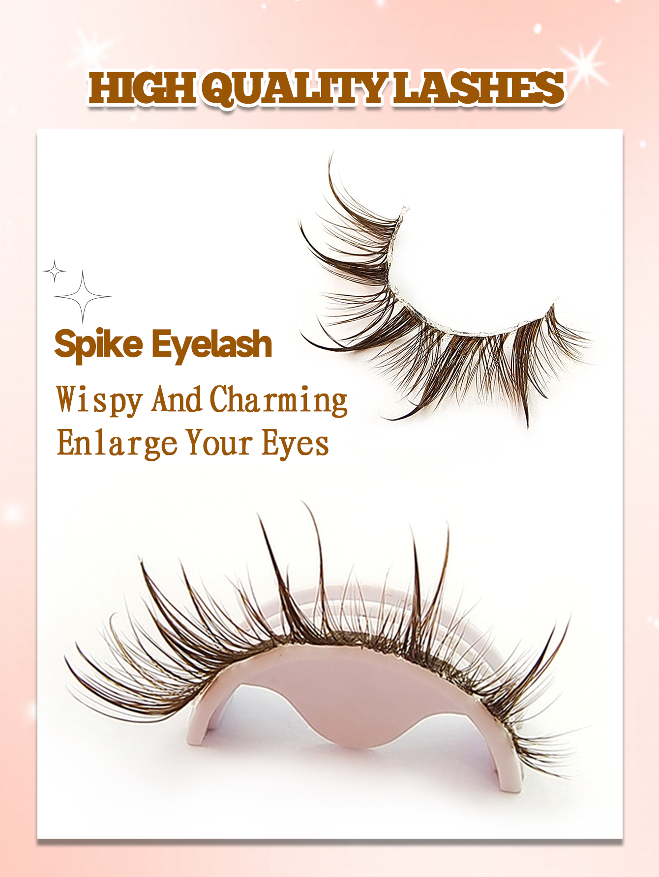 Sibeuna  5 Pairs Wet Look Brown Eyelashes Spike Eyelash Natural Lashes Clear Band False Eyelashes Volume Eyelashes Wispy And Charming Eye Makeup Tools