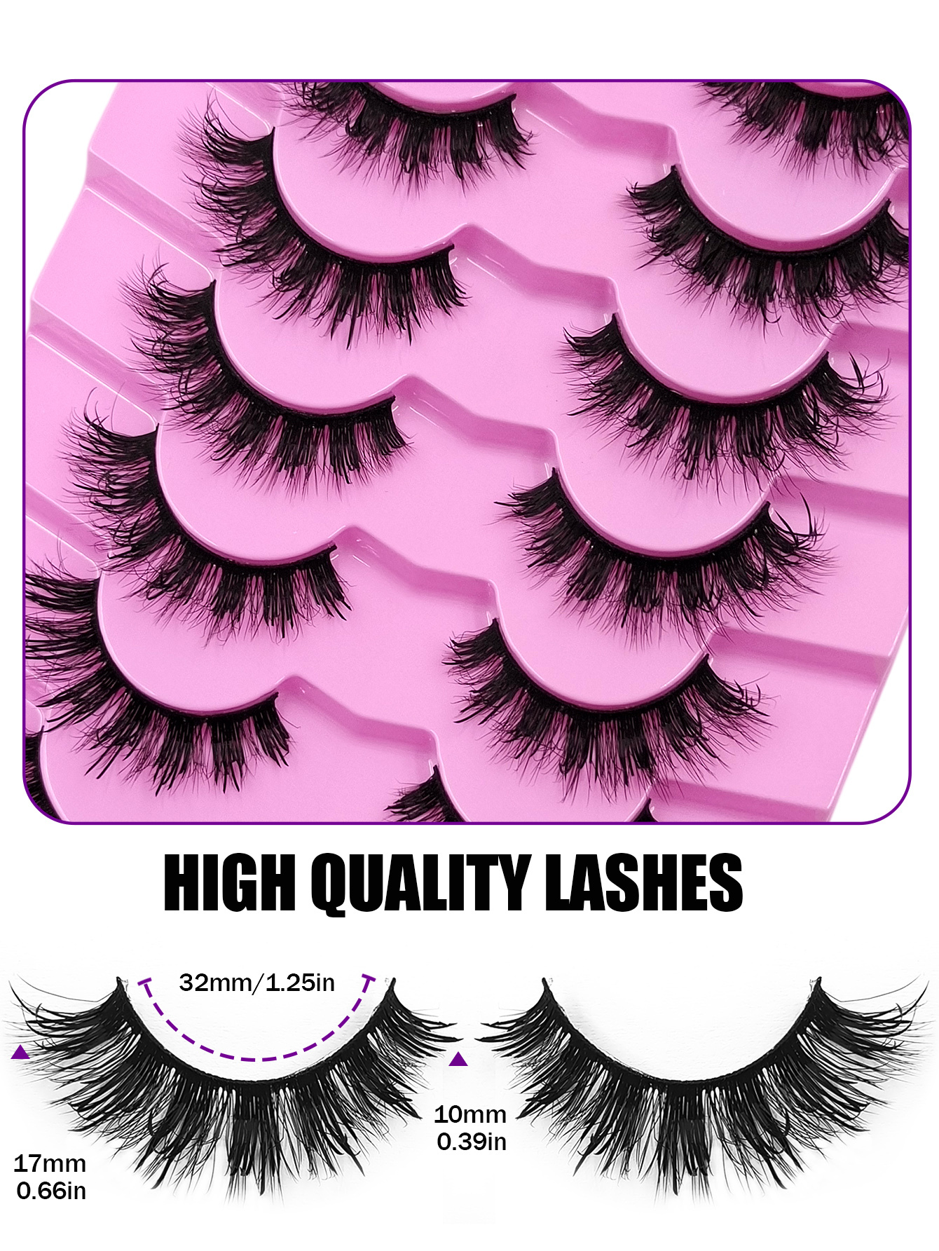 Sibeuna 7 Pairs Spiky Lashes Fluffy Soft False Eyelashes Dramatic Look Manga Lashes Wispy Eyelashes Wet Look Reusable Daily Makeup Eye Lashes