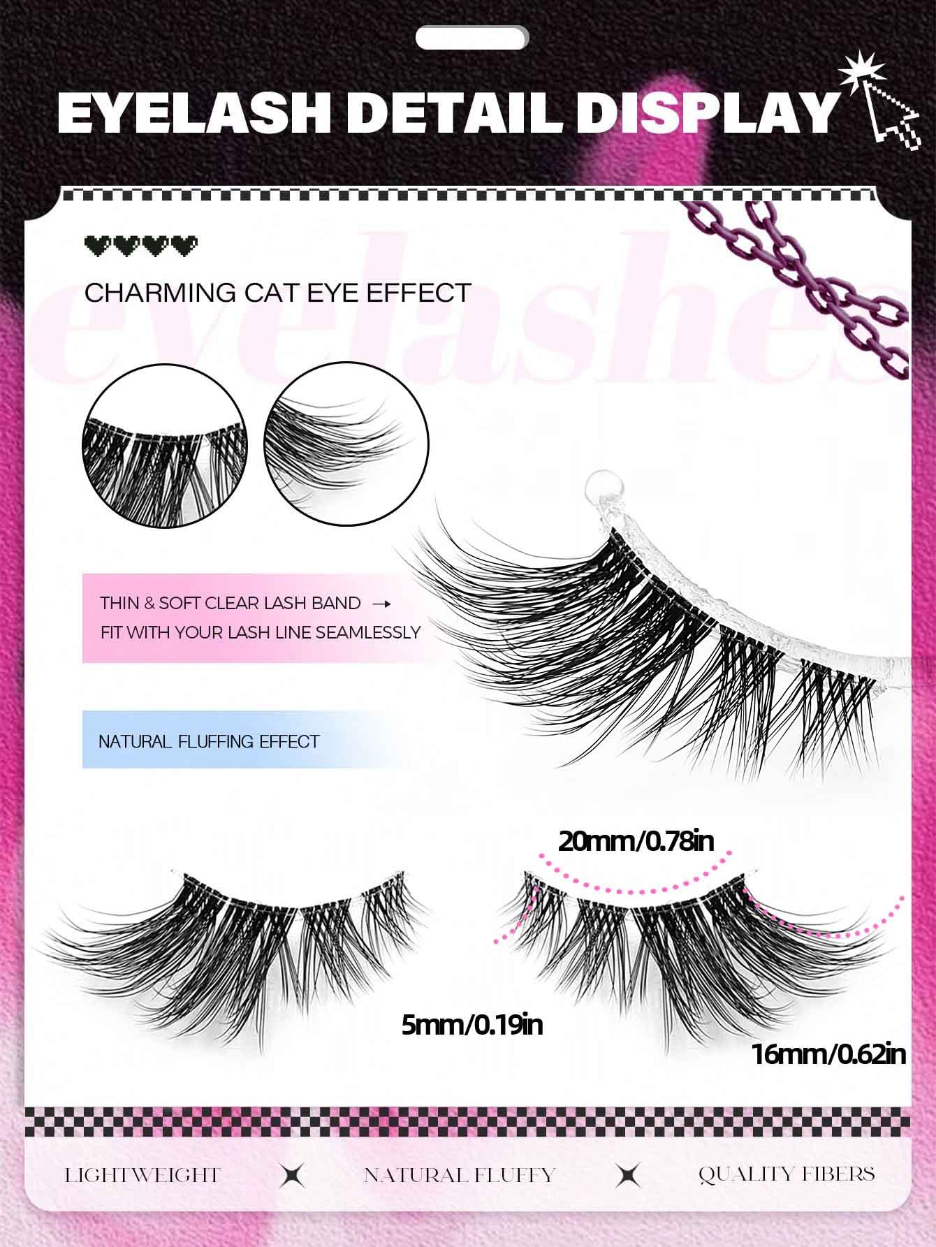 Sibeuna 8 Pairs Half False Eyelashes, Cat Eye Corner Eyelashes Natural Look Lashes, Fluffy Soft Half Lashes, Wispy Lashes Suitable For Daily And Party Makeup Travel Essentials