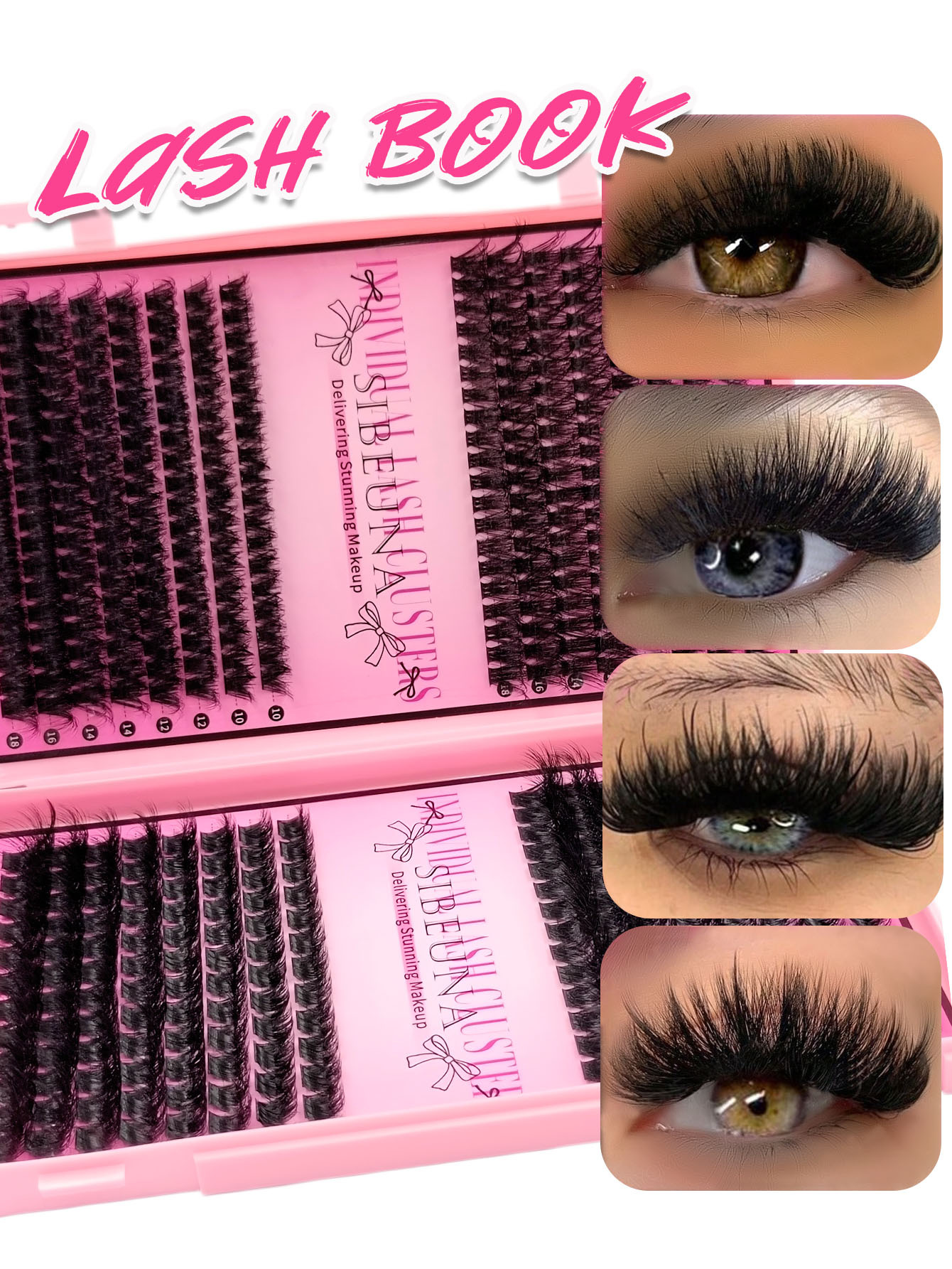 Sibeuna 512PCS D Curl Eyelashes Book Natural&Thick&Soft Lashes Extension 3D Fluffy 80D+100D+120D+150D Lashes Suitable For Beginners Travel Essentials