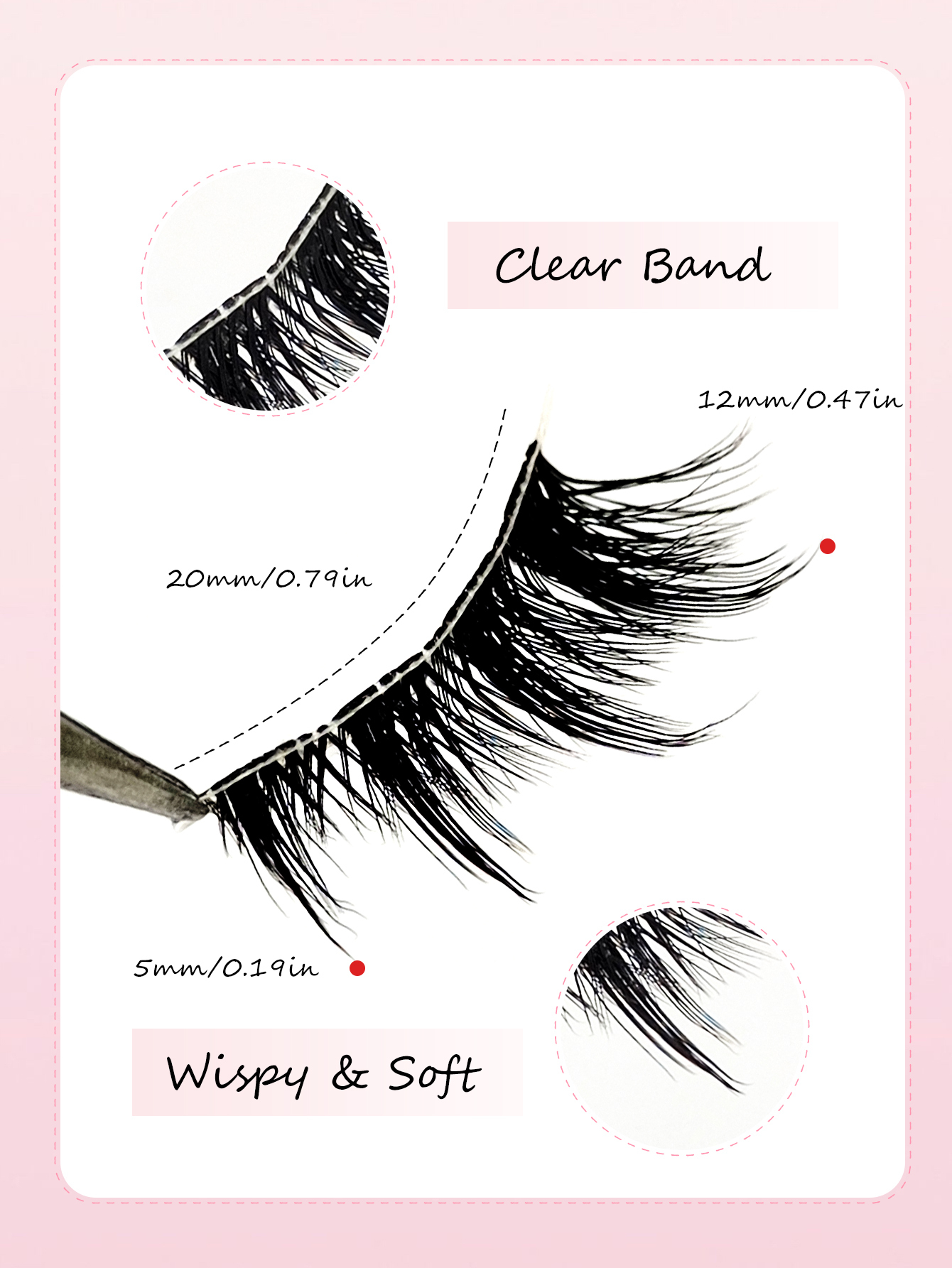 Sibeuna 7 Pairs Of Half Eye Lashes Cartoon Style Lashes Tail Lengthening Eyelashes Thai Eyelashes Cat's Eye Animation Clear Band Lashes Suitable For Daily Style Eye Makeup
