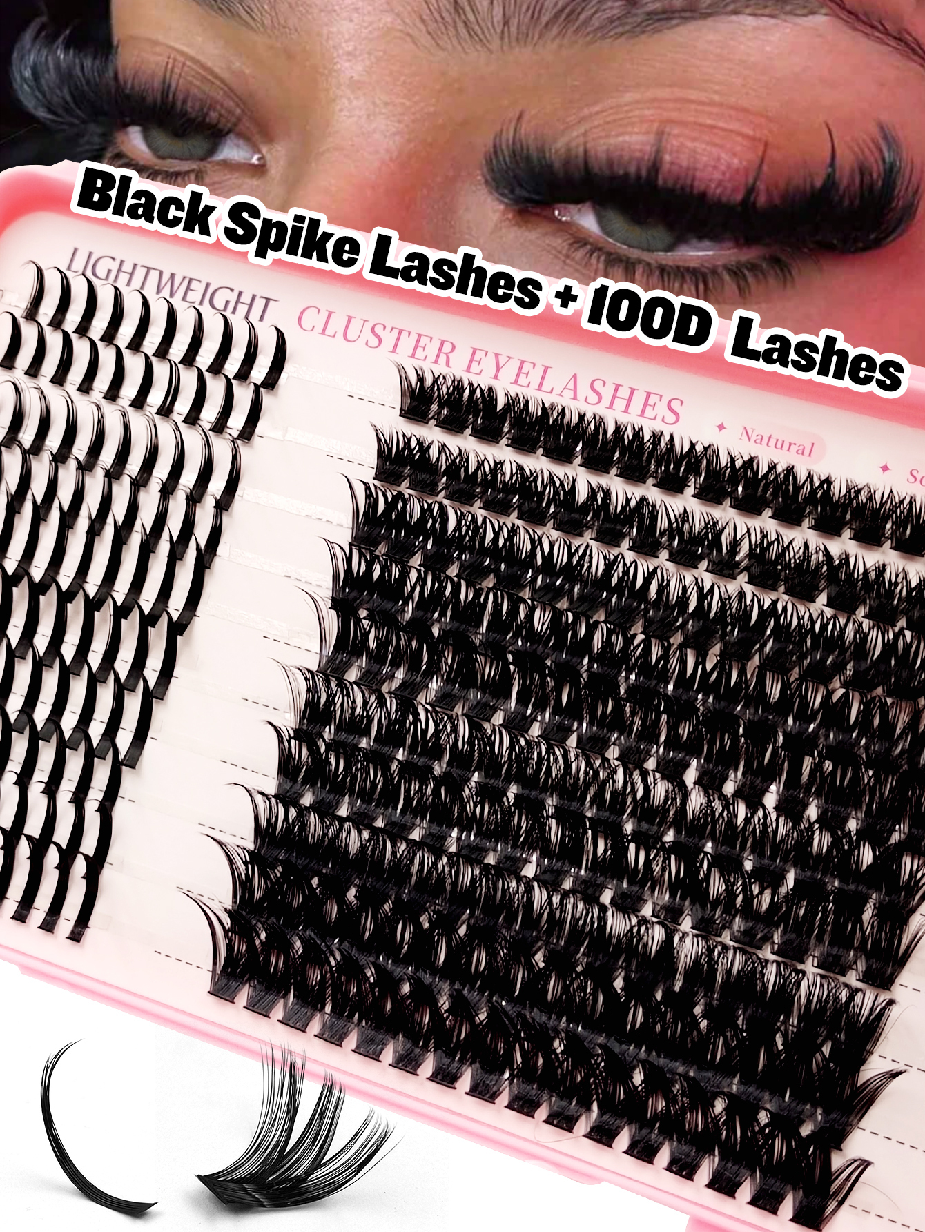 Sibeuna  560 Pcs D Curl Light Brown+Black Large Capacity Lashes,Brown Spike Lashes+80D Cluster Lashes And Black Spike Lashes+100D Cluster Lashes Fluffy&Wispy&Soft,Lashes With Spikes,Espresso Lashes，Mocha Lashes,For Daily Style Eye Makeup