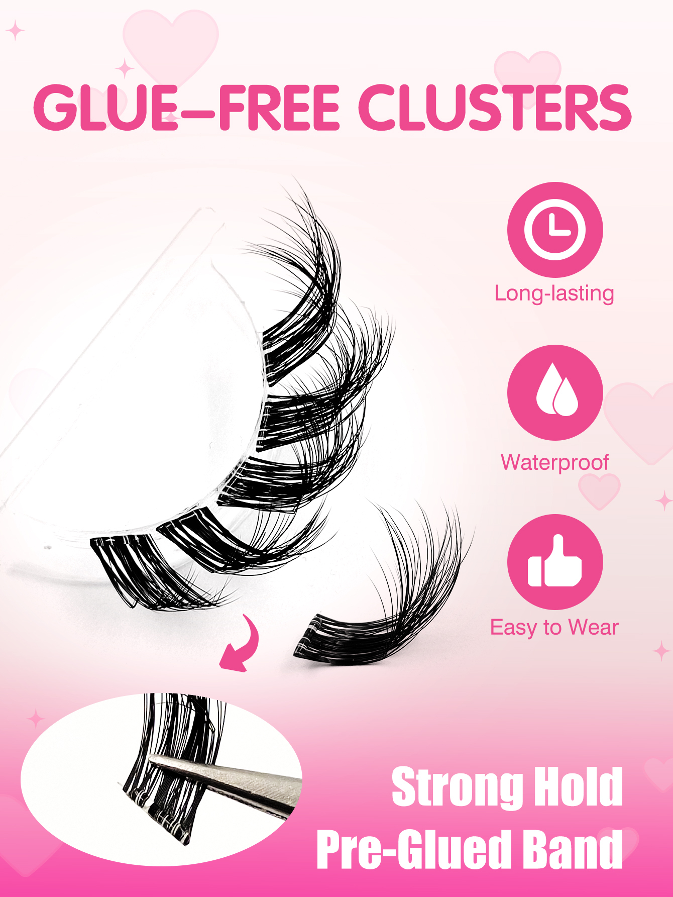 Sibeuna 72 Pcs Self Adhesive Lashes,Fox Eye Lashes,Clear Band Soft Fluffy Wear No Glue Needed Lashes,Natural Makeup Effect,Reusable,Comfortable And Novice Friendly,Self Adhesive Lashes,Pre Glued Lashes
