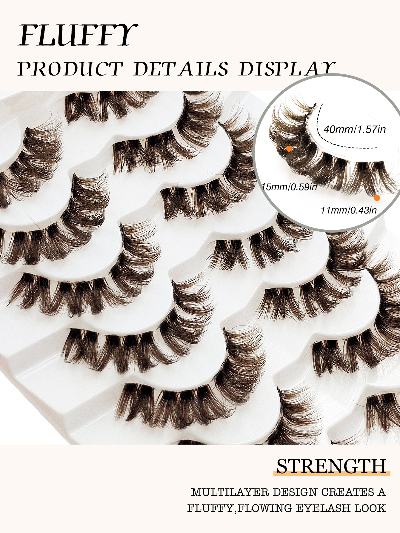 Sibeuna 7 Pairs Of Brown Fluffy Thick Eyelashes Clear Band,Faux Mink Lashes,For Beginners Easy To Use Salon-Quality Long-Lasting False Eyelash Extensions,Strip Lashes,Brown Lashes