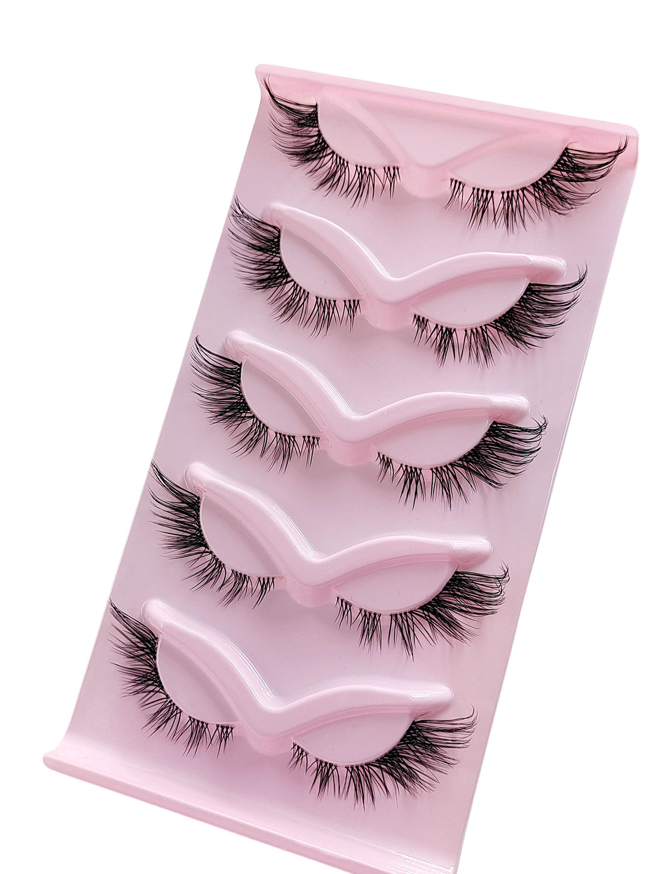 Sibeuna  5 Pairs Cat Eye False Eyelashes Natural Crisscross Eyelashes Clear Band Natural Look Wispy Lashes Eyelash Extension Makeup