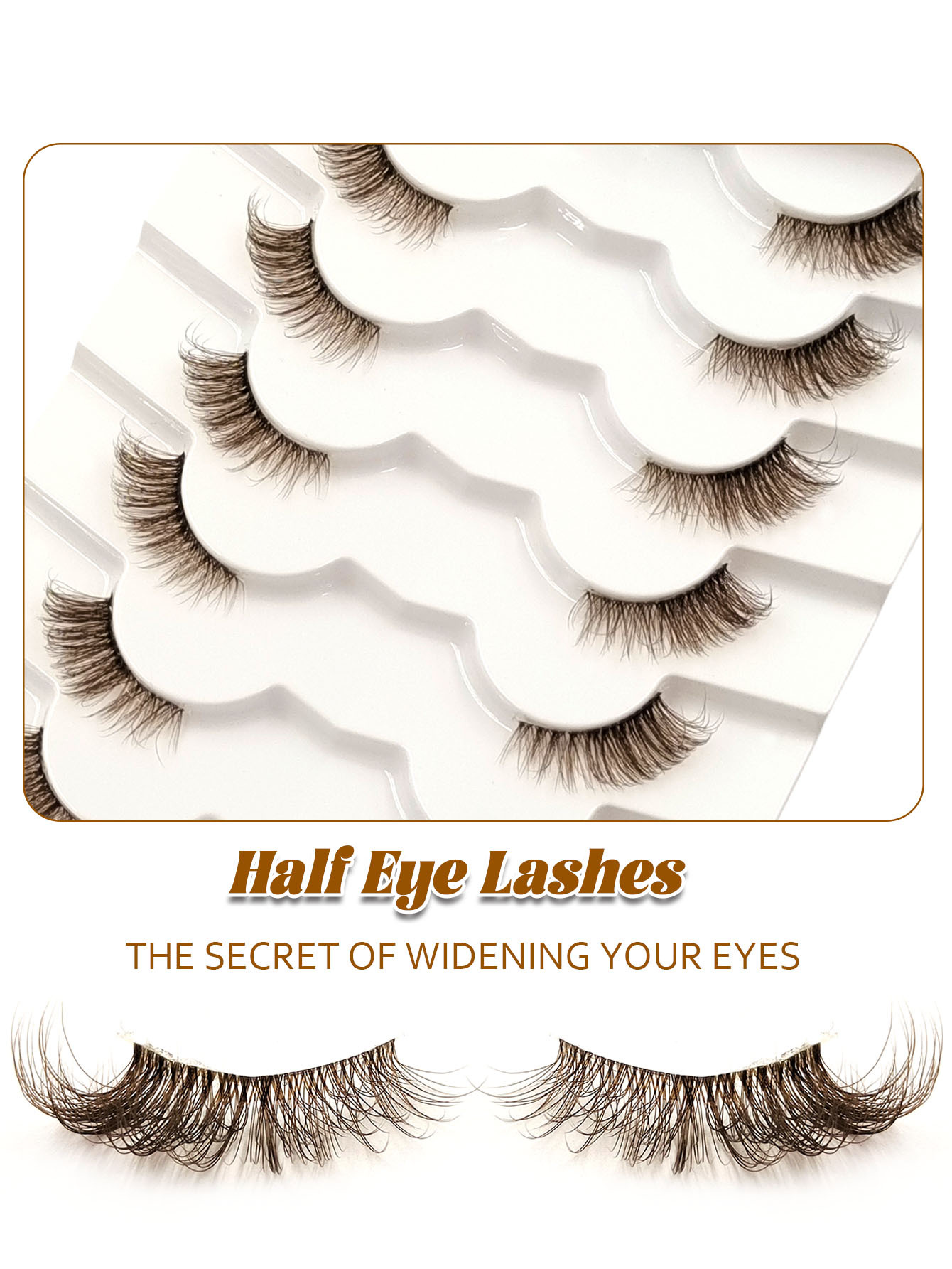 Sibeuna 7 Pairs Brown Half Lashes Eid Cat Eye Effect Corner Eyelashes Fluffy Soft With Clear Band Eyelashes Natural Long Corner False Lashes Comfortable Reusable Suitable For Daily Wear Portable Travel Parties Gifts