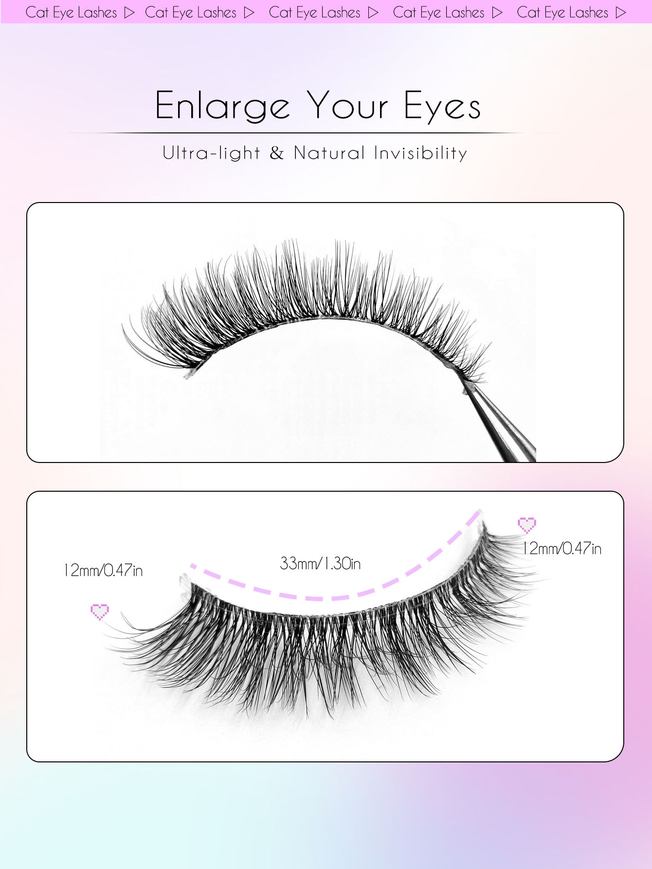 Sibeuna 6 Pairs Cat Eye Lashes, Transparent Band False Lashes, Fox Eye False Lashes, Faux Mink Lashes, Natural Makeup Effect, Short Lash Extensions Long-lasting Makeup Strip Fake Eyelashes, Eyelashes, False Eyelashes