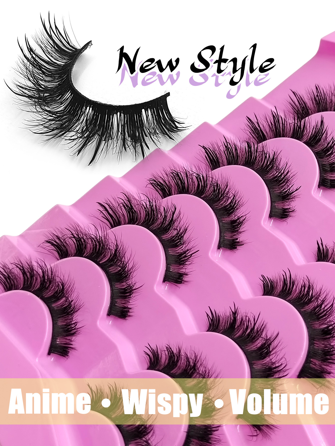 Sibeuna 7 Pairs Spiky Lashes Fluffy Soft False Eyelashes Dramatic Look Manga Lashes Wispy Eyelashes Wet Look Reusable Daily Makeup Eye Lashes