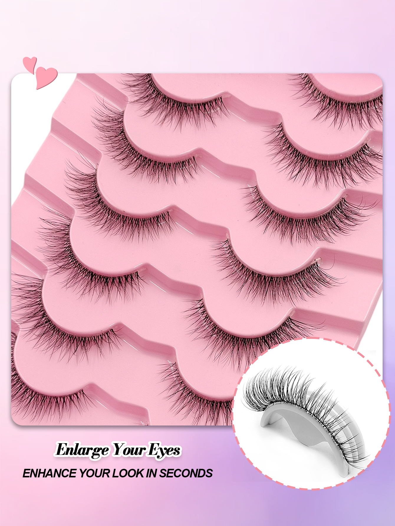 Sibeuna New 7 Pairs Natural Lashes Fluffy Wispy Faux Mink Lashes Soft Lashes Clear Band Daily Eyelashes, Suitable For Travel，Vocation，Beach，Party