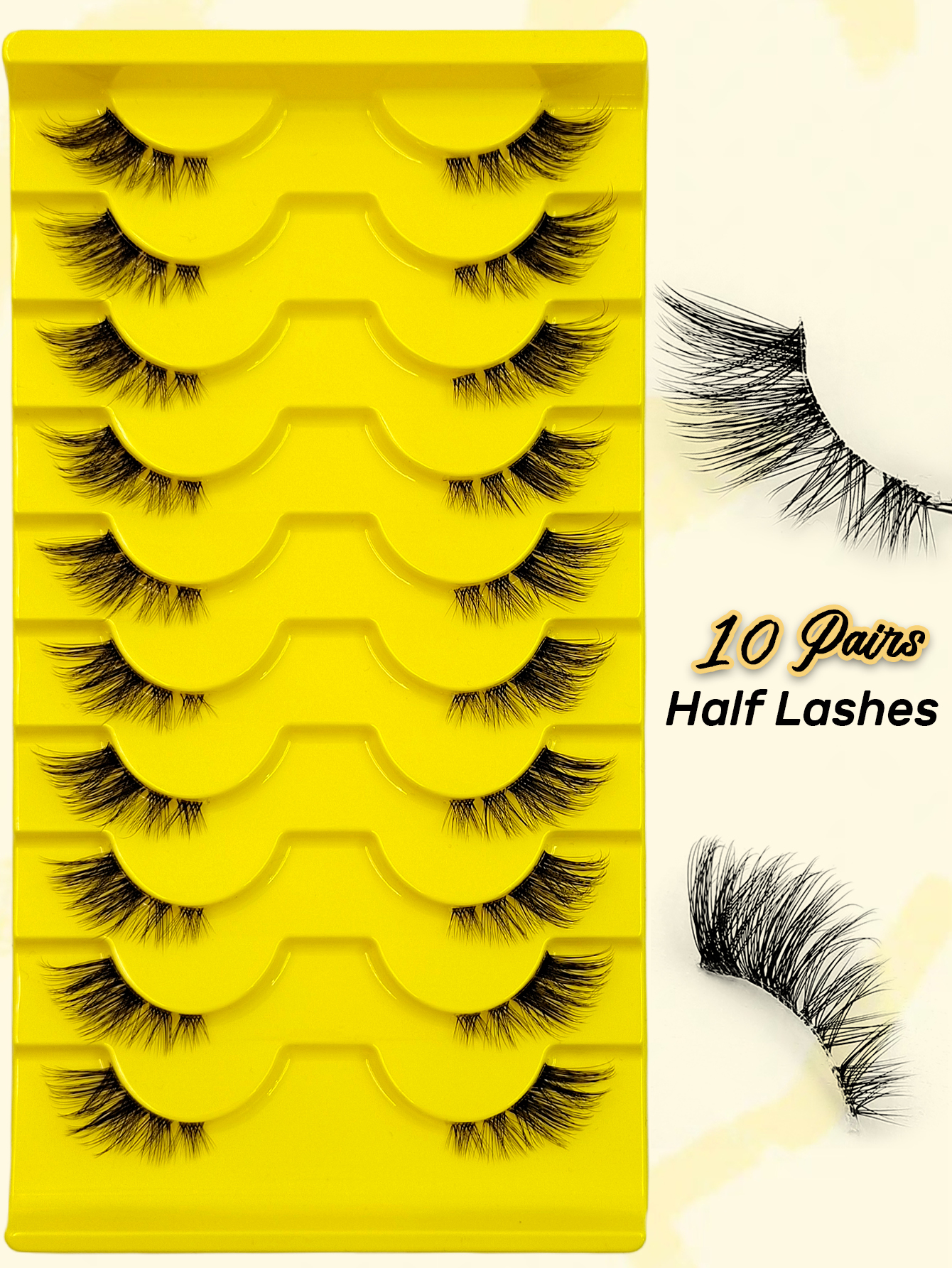 Sibeuna 10 Pairs Half Lashes Clear Band Fox Eyes Eyelashes,Cat Eye False Eyelashes Fluffy Faux Mink Eyelashes Soft Natural Makeup,Fake Lashes,Gift For Travel，Vocation，Beach，Portable Lashes