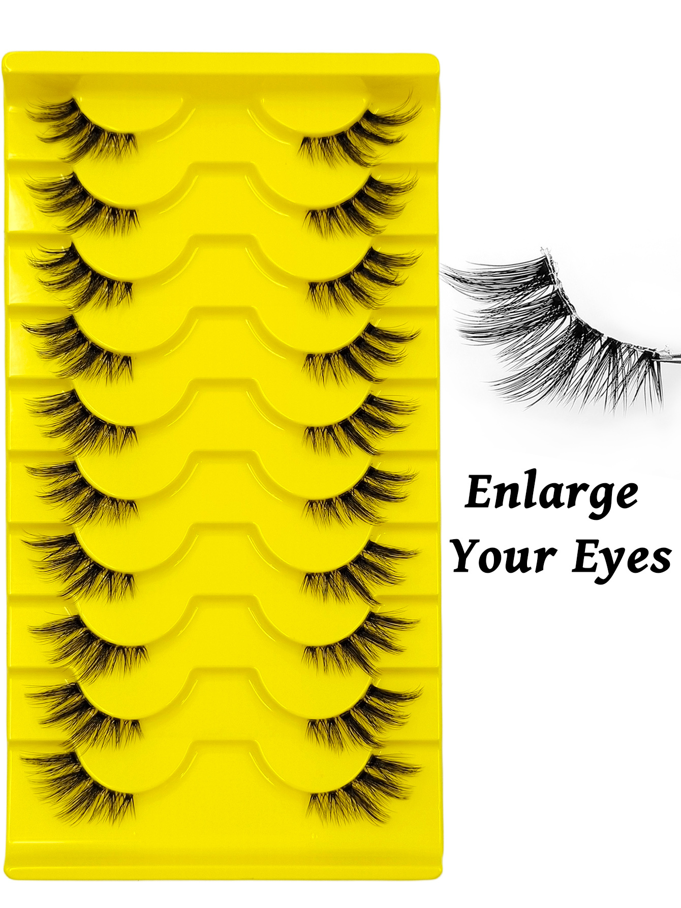 Sibeuna 10 Pairs Half Lashes Fox Eyes Eyelashes Fluffy Wispy Lashes Corner False Eyelashes Clear Band Faux Mink Eyelashes Soft Natural Look Lashes Suitable For Beginner, Party, Holiday Travel,Portable Eye Makeup