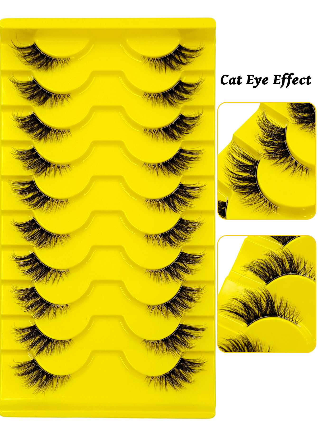 Sibeuna 10 Pairs Half Lashes Cat Eye False Lashes Clear Band Eyelashes Fluffy & Crossed Faux Mink Lashes Soft Natural Makeup,Fake Lashes,Gift For Women & Girl,Suitable For Party, Holiday Eye Makeup
