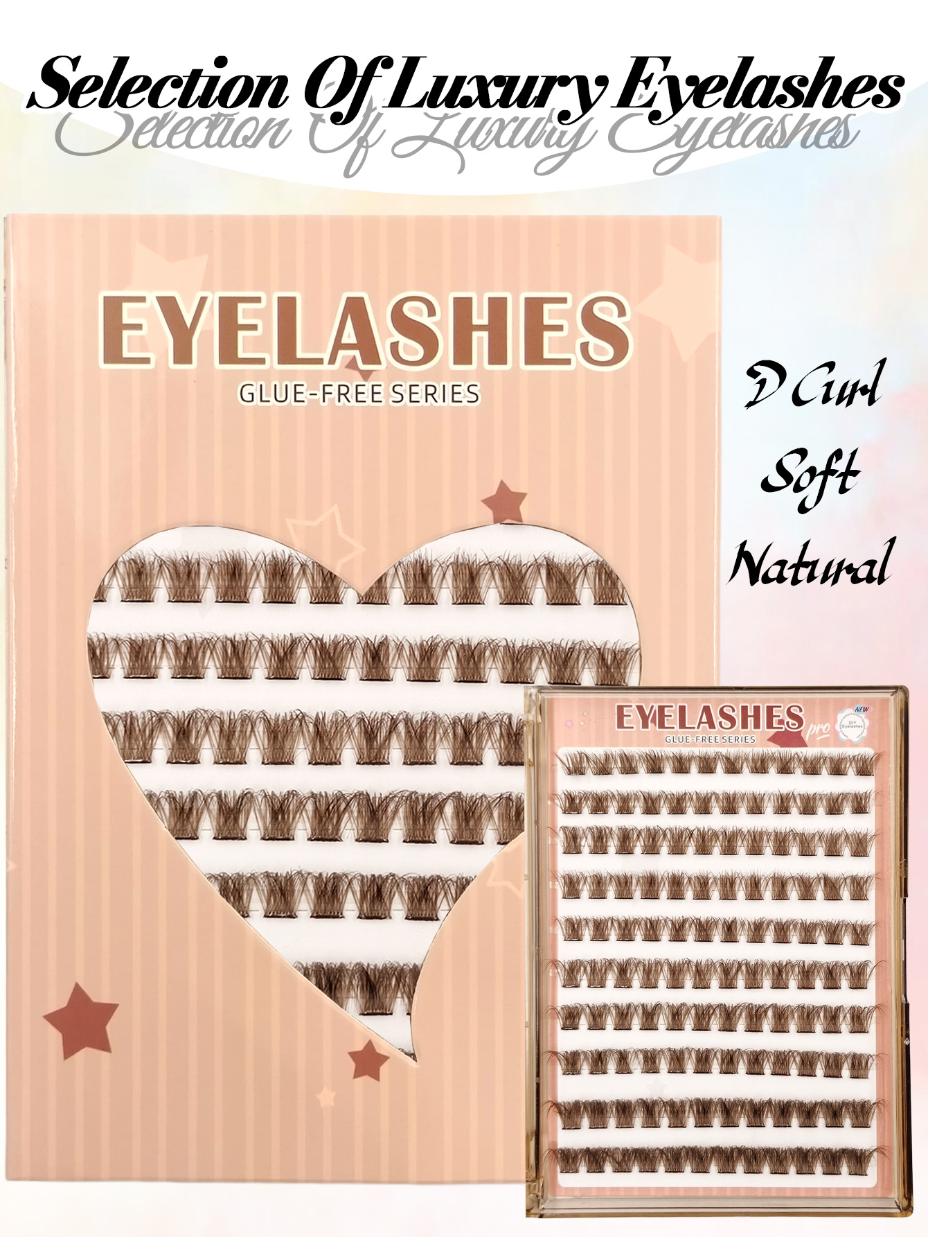 Sibeuna120 Clusters Brown Self Adhesive Eyelash Fluffy Soft Lashes Wispy DIY Lashes Natural and Realistic False Eyelashes With Segmented Design Large Capacity Eyelash Travel Essentials Suitable For Beginners