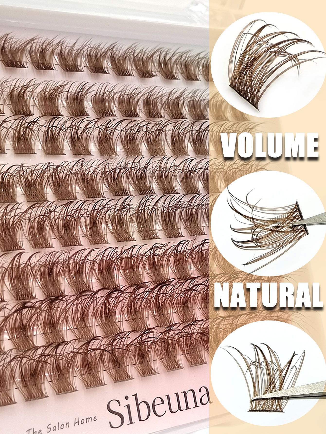 Sibeuna 96PCS Wet Look Brown Lashes D Curl Clusters Individual Lashes, Messy And Charming Lashes Dramatic Look Eyelash Beginner-friendly Eye Makeup Tools Travel Essentials