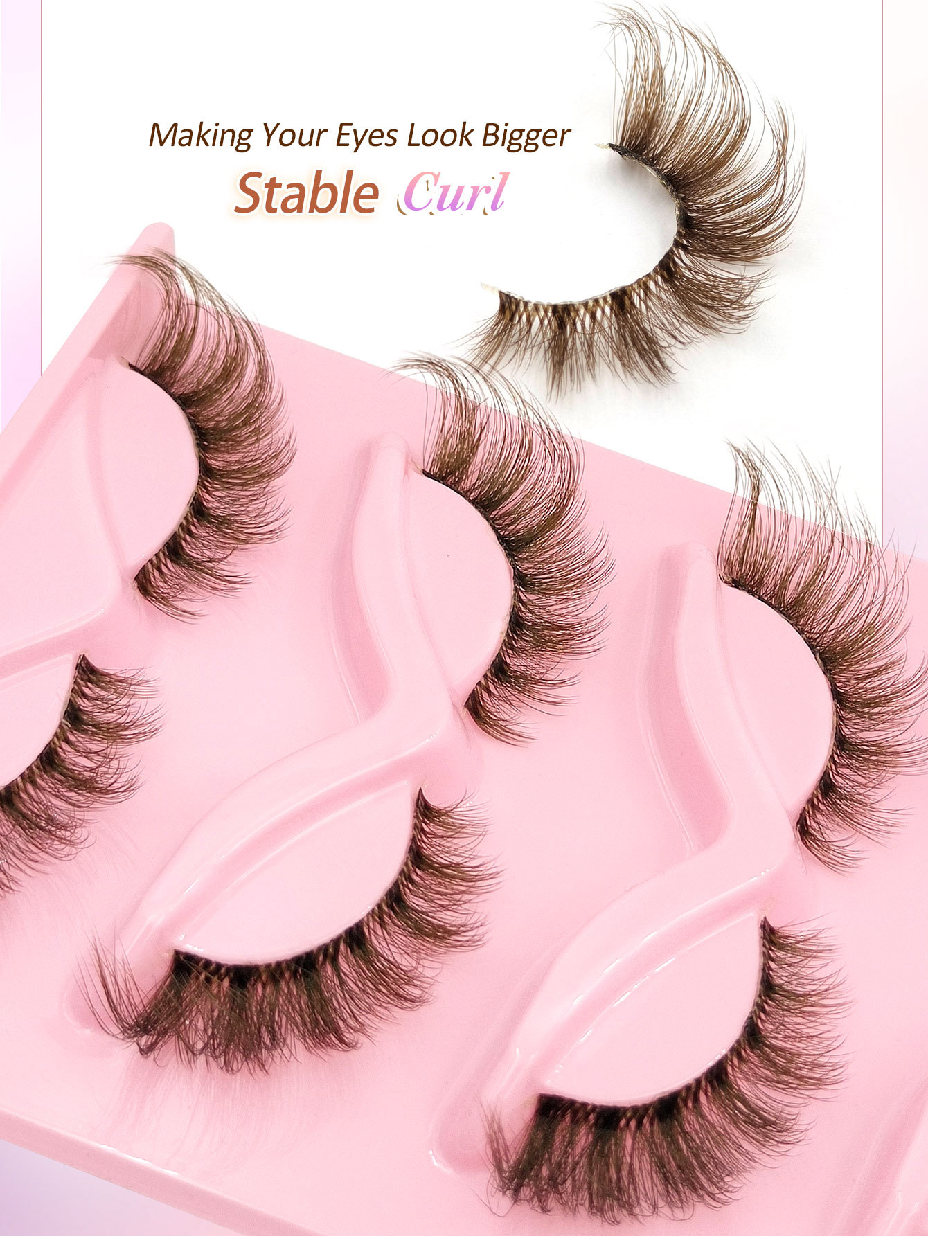 Sibeuna  5 Pairs Brown Eyelashes Natural Lashes Clear Band False Eyelashes Volume Eyelashes Wispy And Charming Eye Makeup Tools