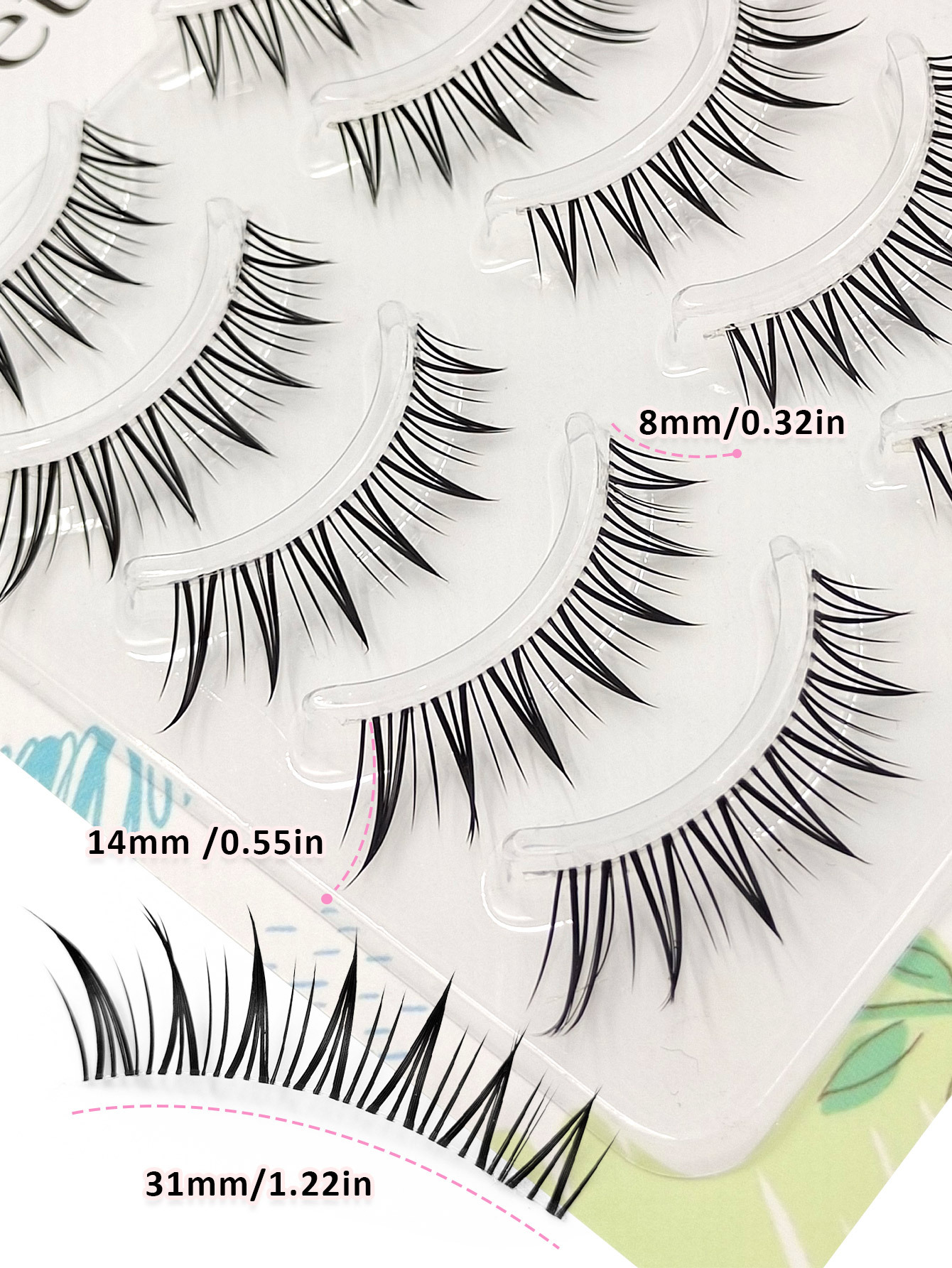 Sibeuna 5 Pairs Fox Eye Lashes Japanese/Korean Style Transparent Stem Idol Group Pointed Tail False Eyelashes, One-Piece Natural Hair Feeling Manga Lashes, Ultra-light Cat Eye Lashes, Suitable For Beginners Strip Lashes,Lashes,Eyelashes, Wet  Lashes
