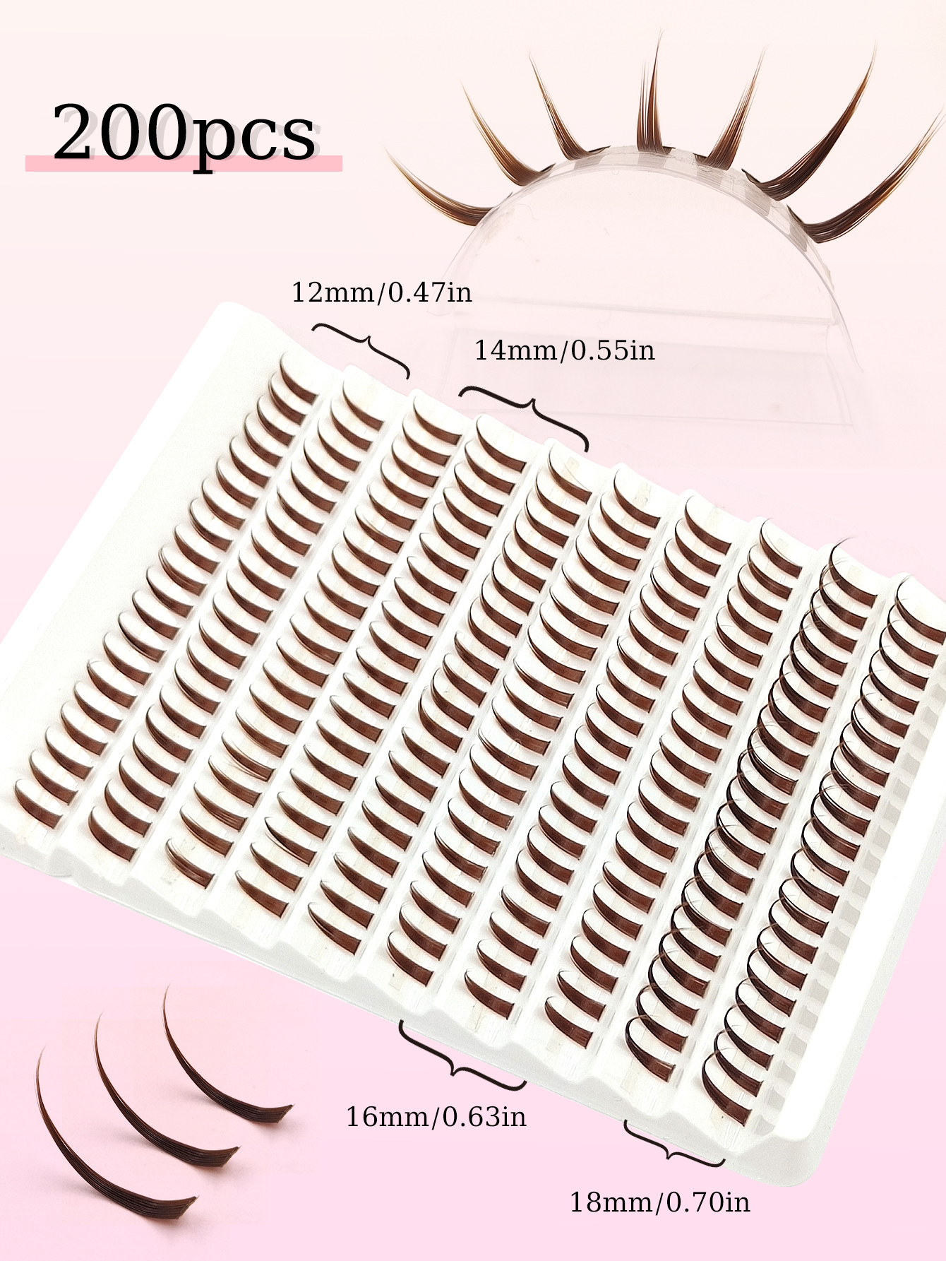 Sibeuna 200 Pcs D Curl Brown Spiky Tip Cartoon Eyelash Extensions,Anime Thick Lash Clusters,12-20mm Length Cluster Lash, Fairy Individual Cluster Lashes,Spiky Manga Lashes