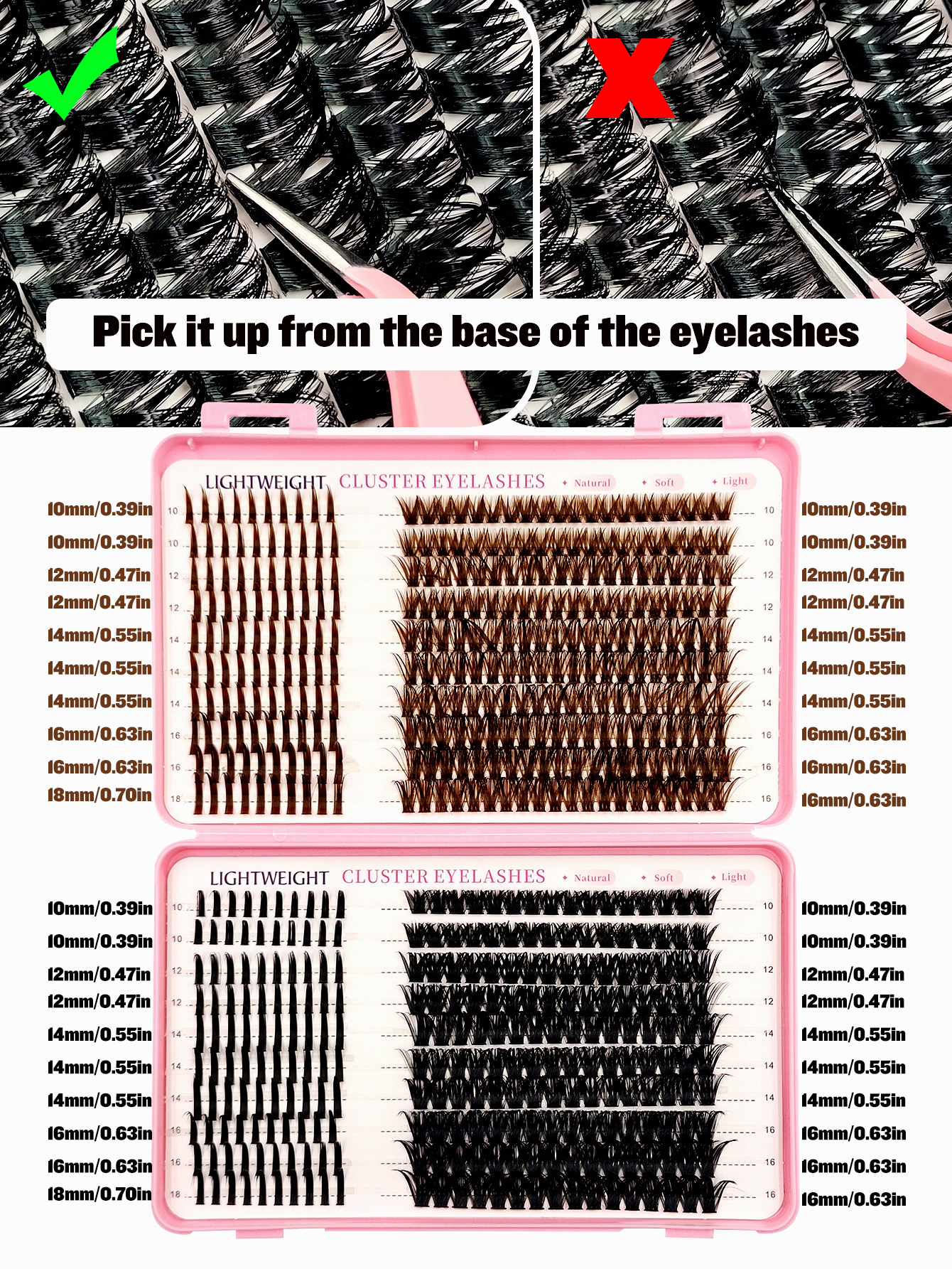 Sibeuna  560 Pcs D Curl Light Brown+Black Large Capacity Lashes,Brown Spike Lashes+80D Cluster Lashes And Black Spike Lashes+100D Cluster Lashes Fluffy&Wispy&Soft,Lashes With Spikes,Espresso Lashes，Mocha Lashes,For Daily Style Eye Makeup