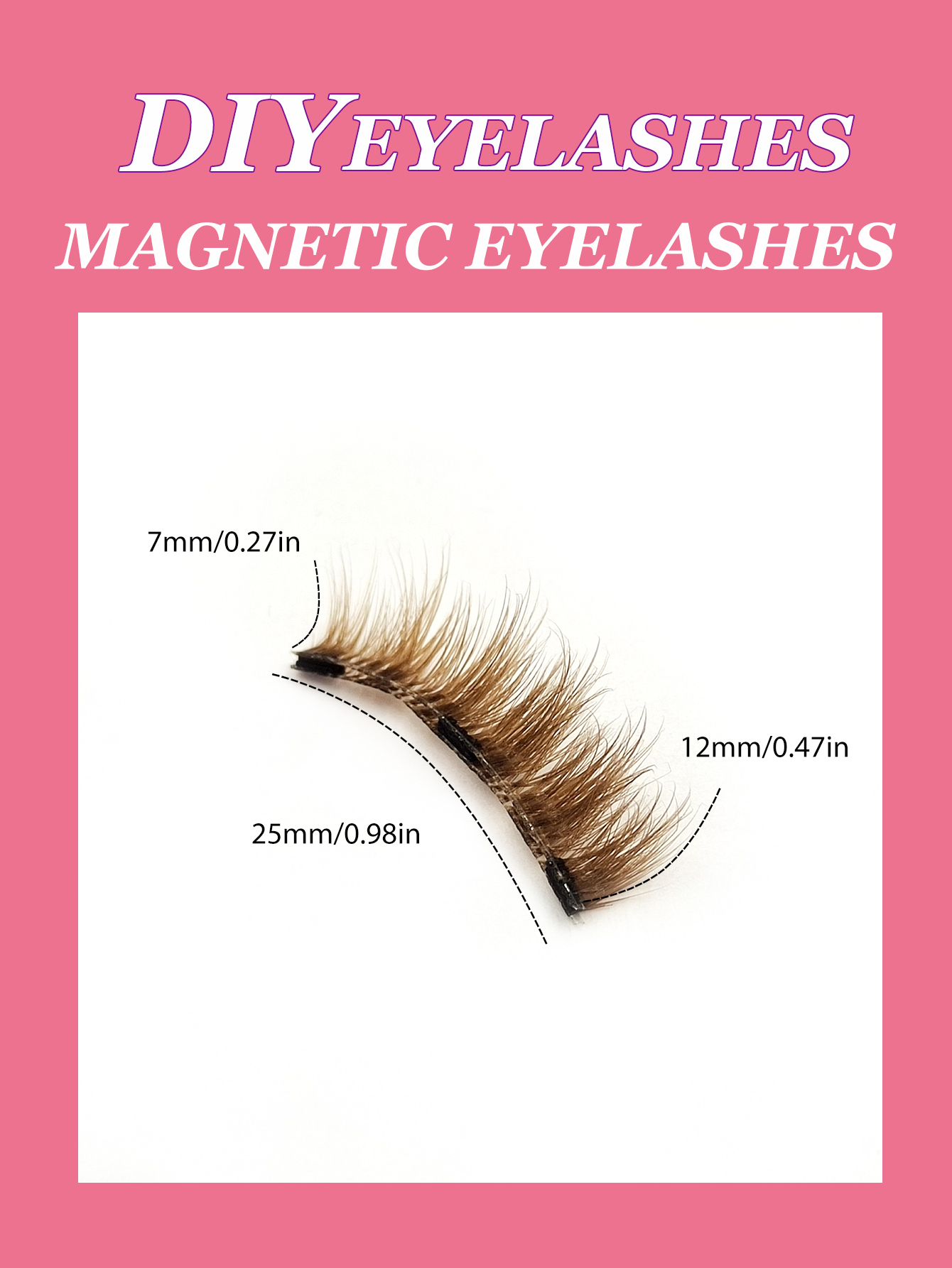 Sibeuna A Pair Of Brown Magnetic False Eyelashes, Brown Half Eyelash Model, Short Magnetic Eyelashes, Natural Cat Eye Makeup Effect Reusable, Suitable For Extending Eyelashes