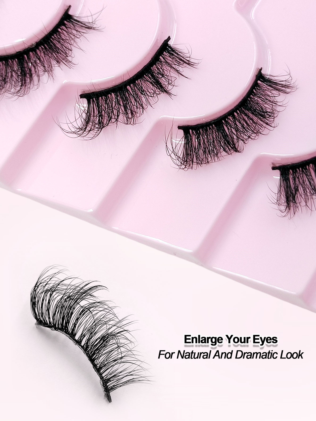 Sibeuna Half Lashes 7 Pairs Fluffy Soft Faux Mink Lashes Cat Eye Wispy Natural Reusable False Eyelashes Makeup Tools