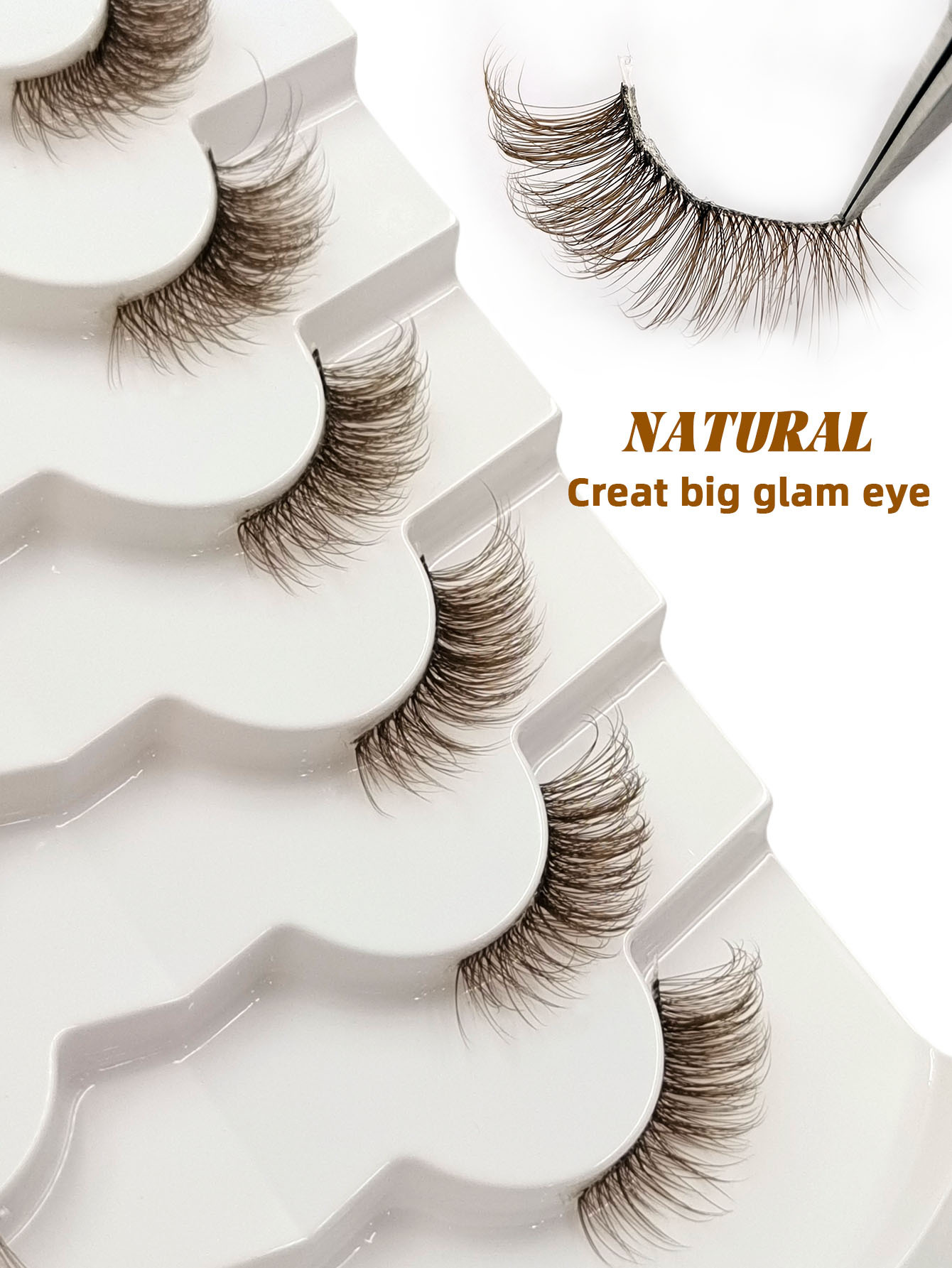 Sibeuna 7 Pairs Brown Half Lashes Eid Cat Eye Effect Corner Eyelashes Fluffy Soft With Clear Band Eyelashes Natural Long Corner False Lashes Comfortable Reusable Suitable For Daily Wear Portable Travel Parties Gifts