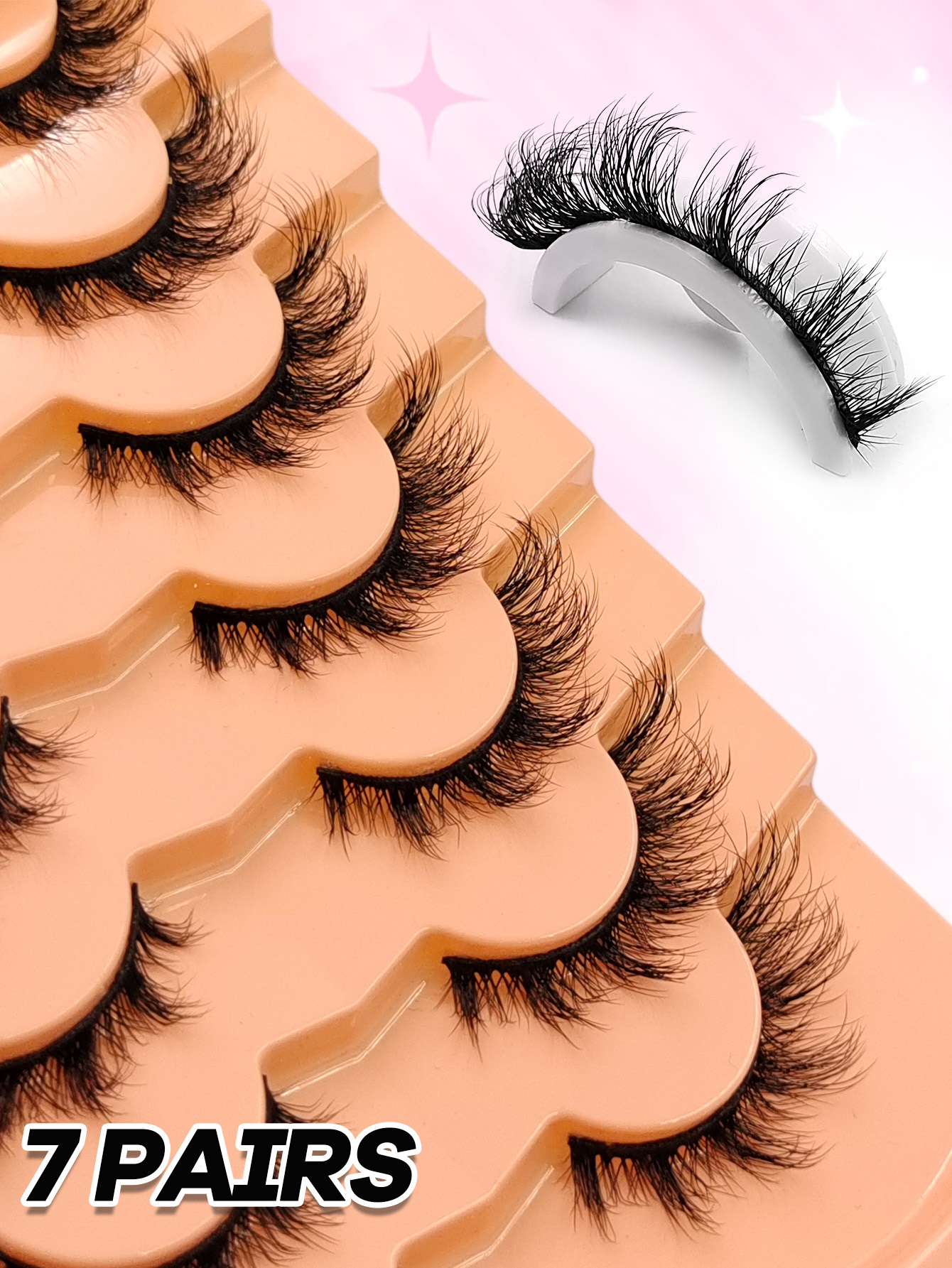Sibeuna 7 Pairs Cat Eye Eyelashes Fox Eye Lashes Faux Mink Lashes Natural Look Fluffy Wispy Eyelashes Soft Lash Extension Makeup Tools Strip Lashes, Lashes, Eyelashes, Fake Lashes