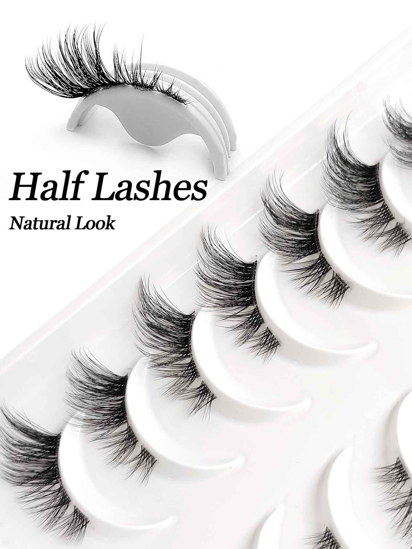 Sibeuna 8 Pairs Half False Eyelashes, Cat Eye Corner Eyelashes Natural Look Lashes, Fluffy Soft Half Lashes, Wispy Lashes Suitable For Daily And Party Makeup Travel Essentials