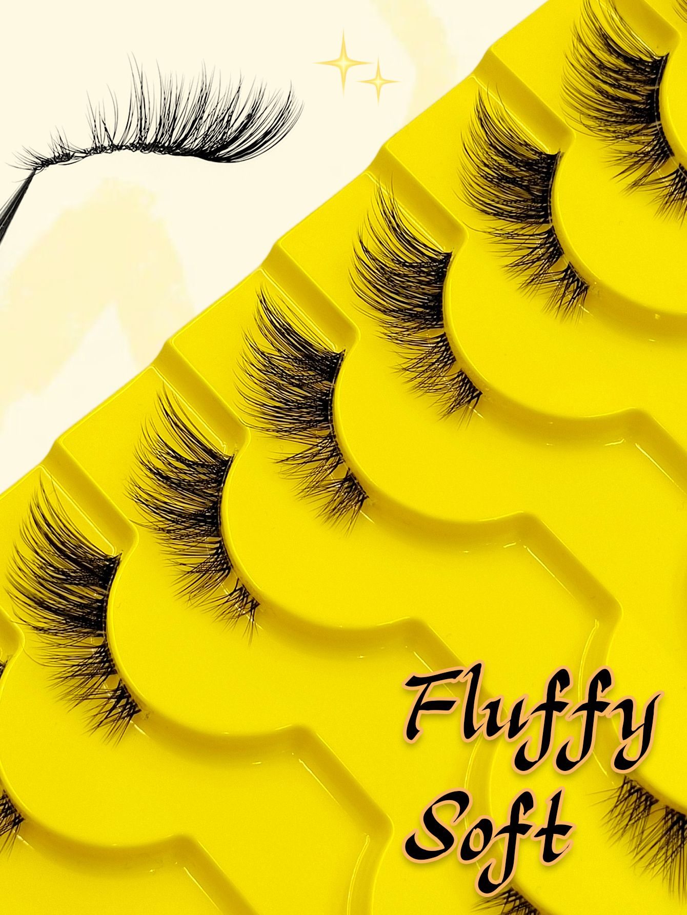 Sibeuna 10 Pairs Half Lashes Clear Band Fox Eyes Eyelashes,Cat Eye False Eyelashes Fluffy Faux Mink Eyelashes Soft Natural Makeup,Fake Lashes,Gift For Travel，Vocation，Beach，Portable Lashes