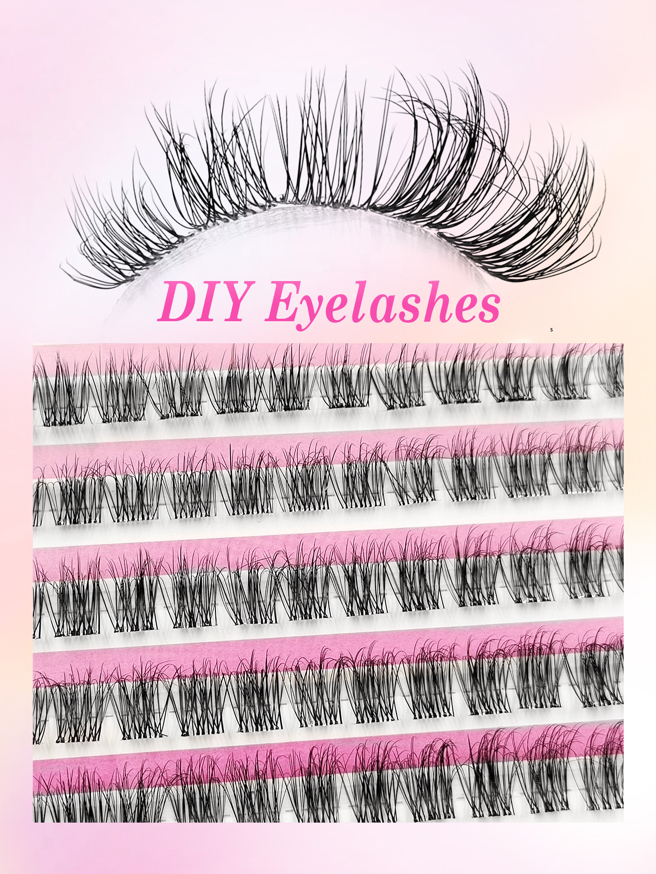 Sibeuna 72Pcs Glue-free Natural Wispy Lashes Cluster Lash Extension,Cat Eye Lashes Self Adhesive Lashes Eye Lashes Pre Glued Eyelashes, Reusable Self Adhesive Eyelashes, Beginner-friendly, Faux Mink Lashes Waterproof No Glued Needed Lashes
